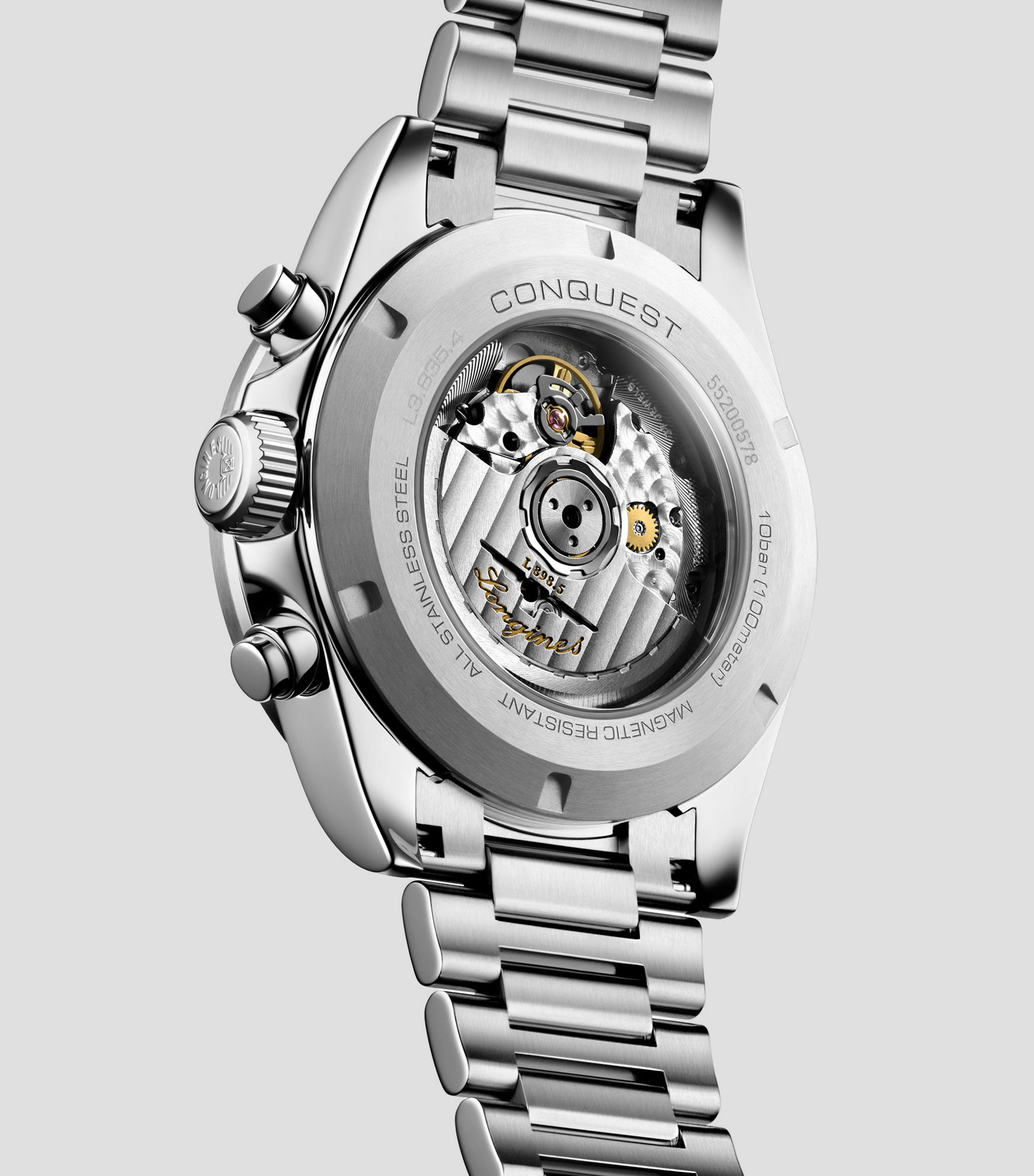 Reloj para hombre Conquest Chronograph deportivo, plateado