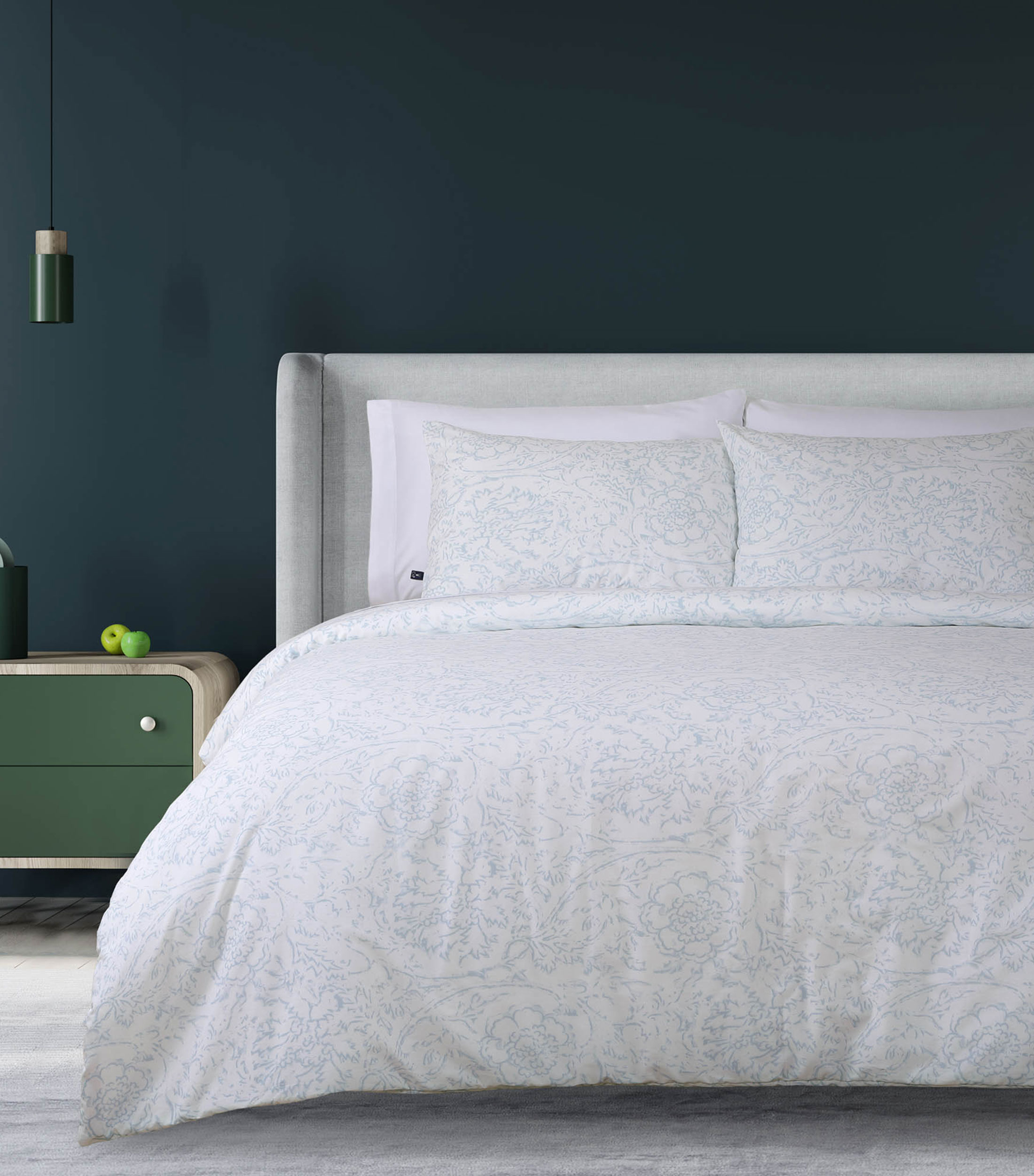 Juego de Funda para Duvet King Size Algodon Dunn Blue Blanco con Azul
