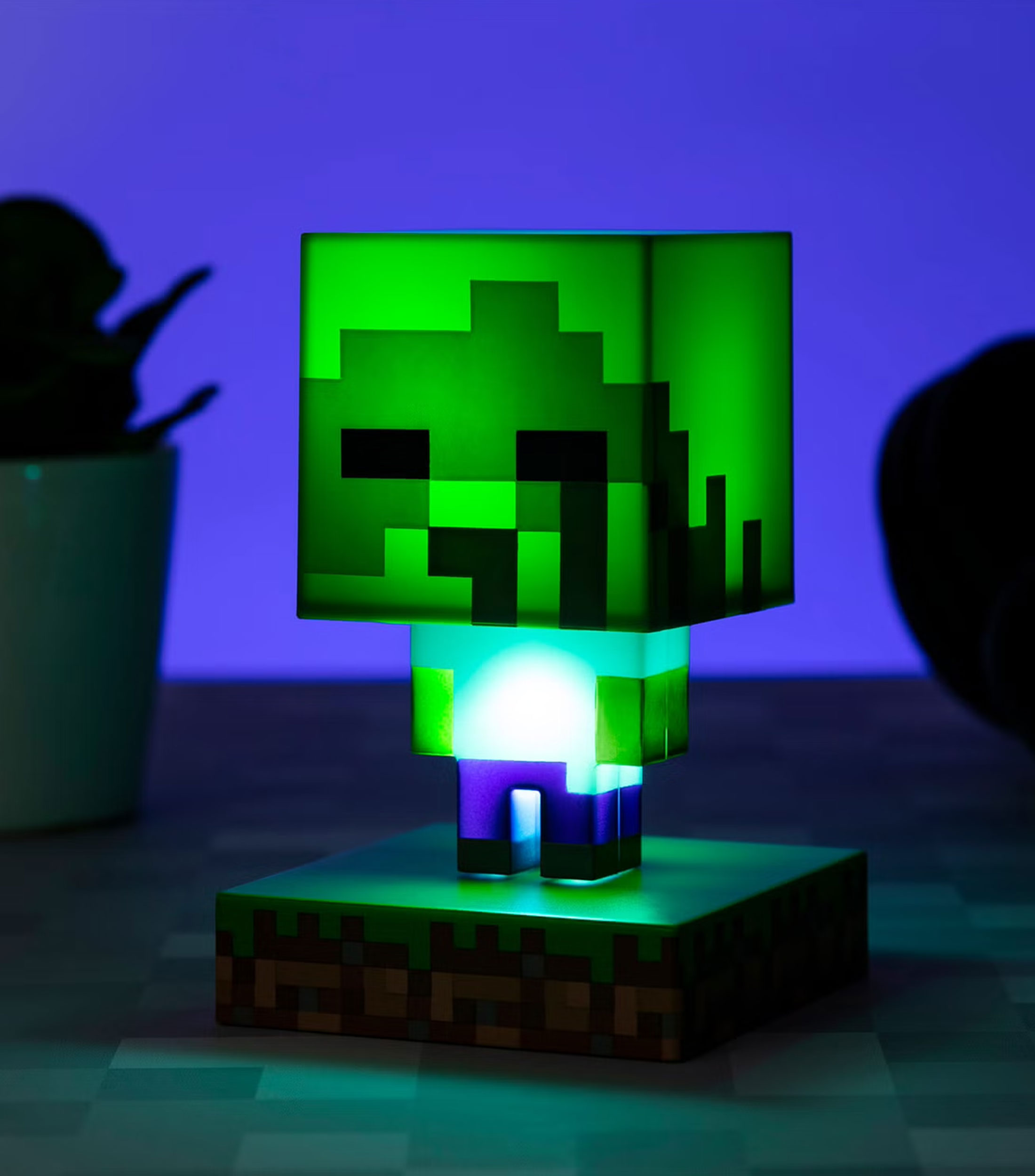 Lámpara de mesa Minecraft Zombie Icon Light, 3 V