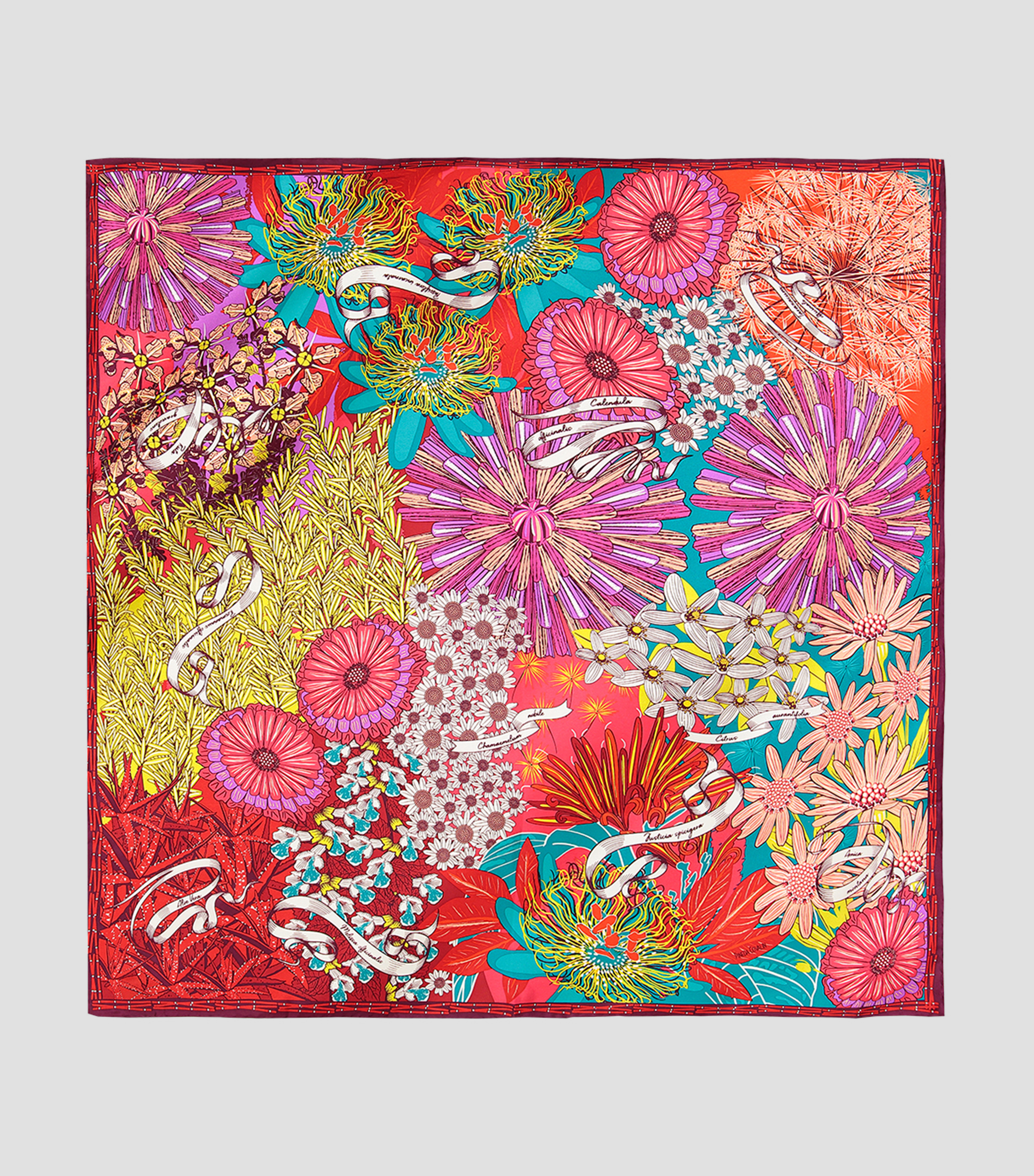 Mascada multicolor con flores Mujer