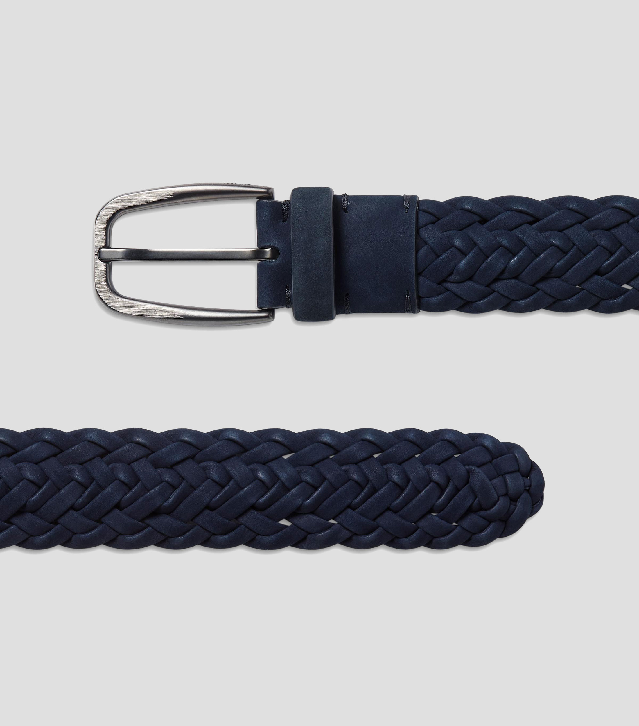 Cinturón en nobuk azul oscuro casual trenzado Hombre