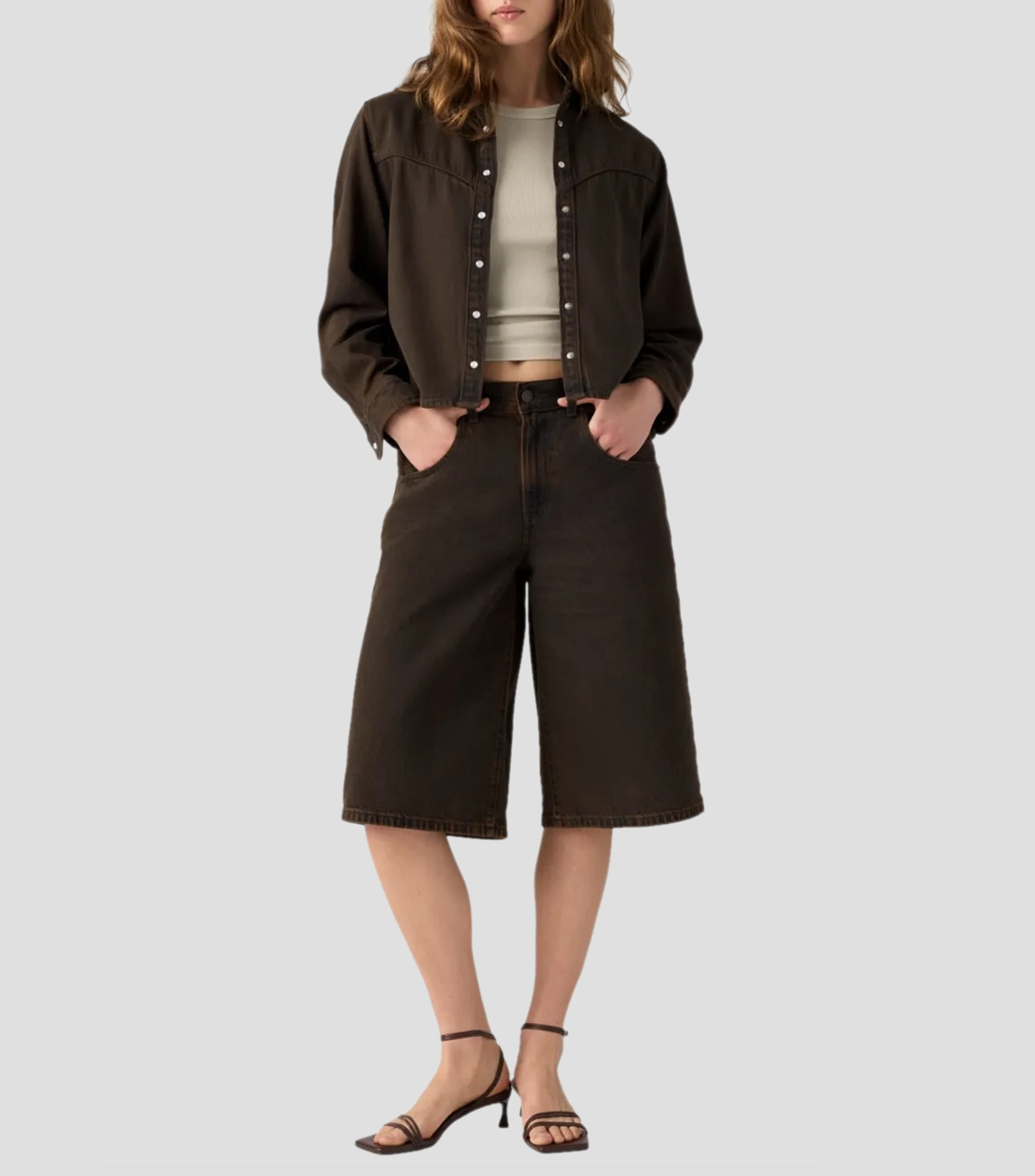 Short de mezclilla liso Mujer
