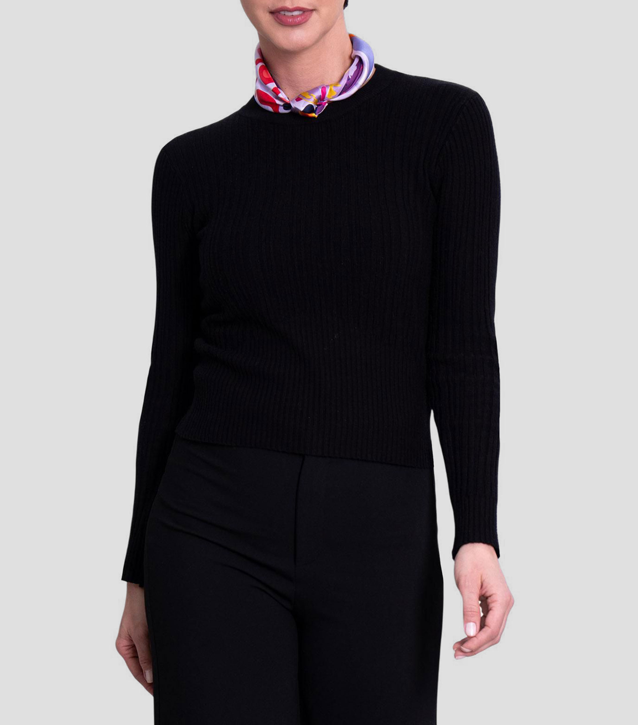 Mascada en seda lila estampada Mujer