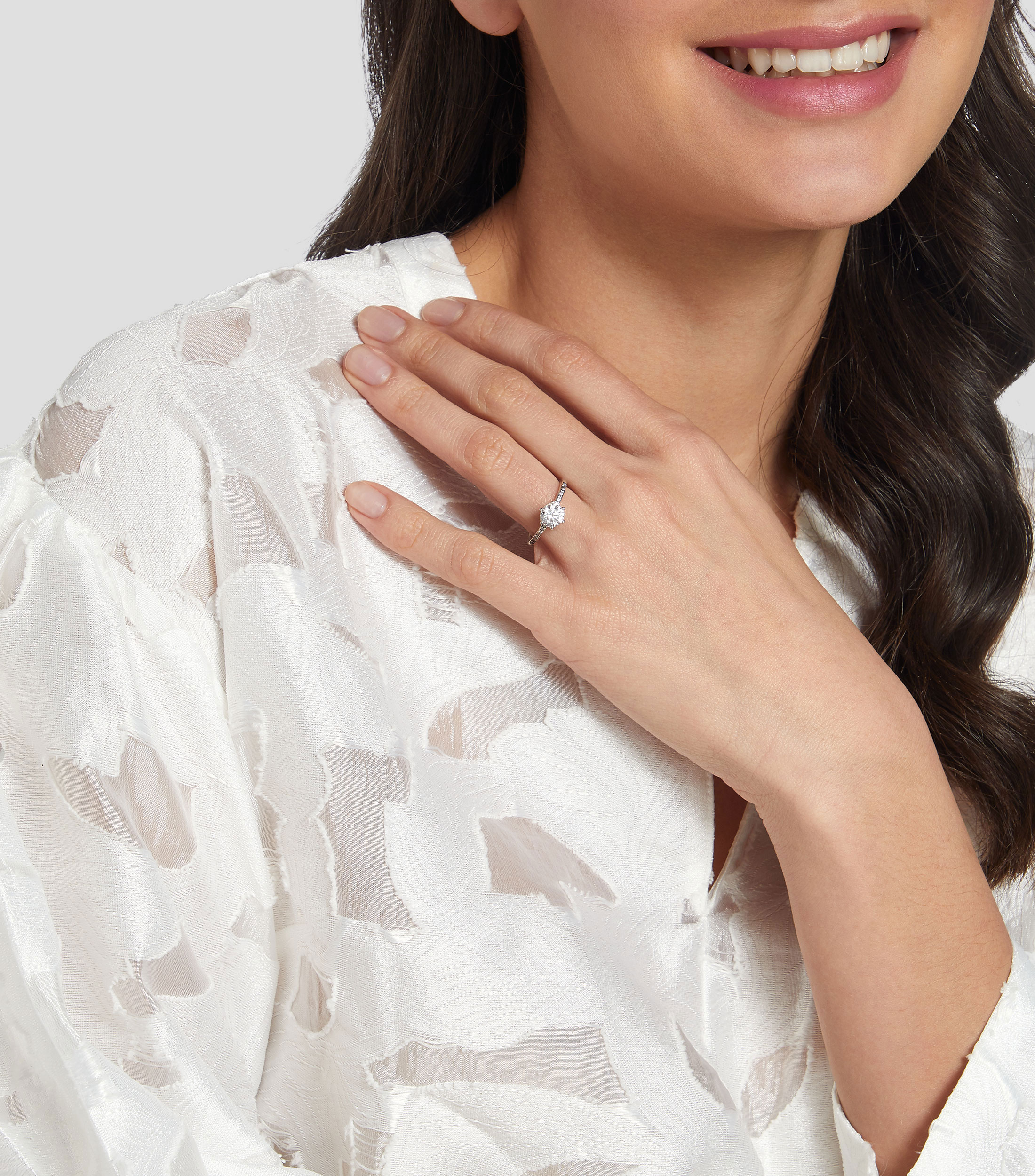 Anillo en plata Clear Sparkling Crown Solitaire Mujer Talla: 54