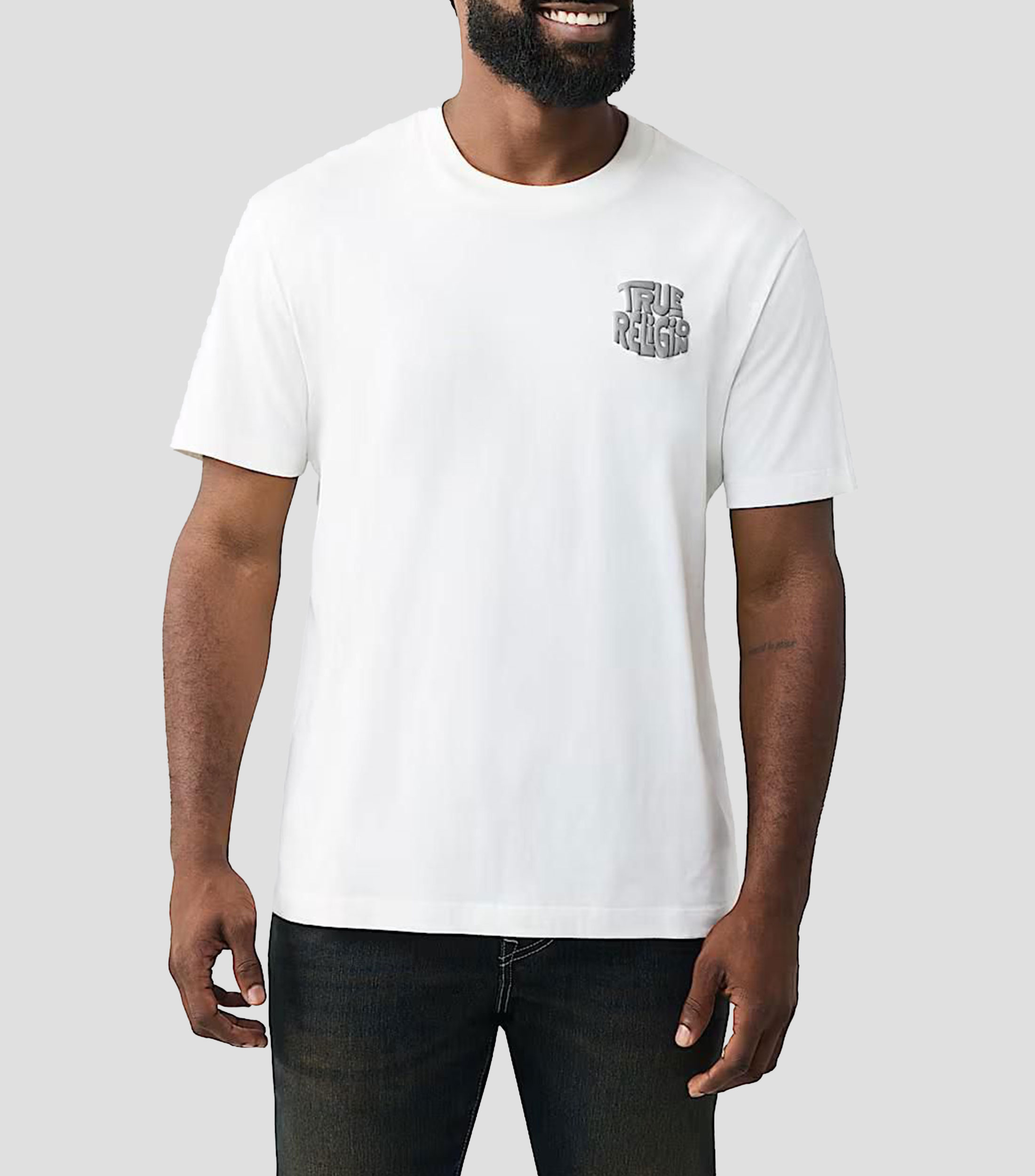 Playera cuello redondo manga corta con estampado Hombre