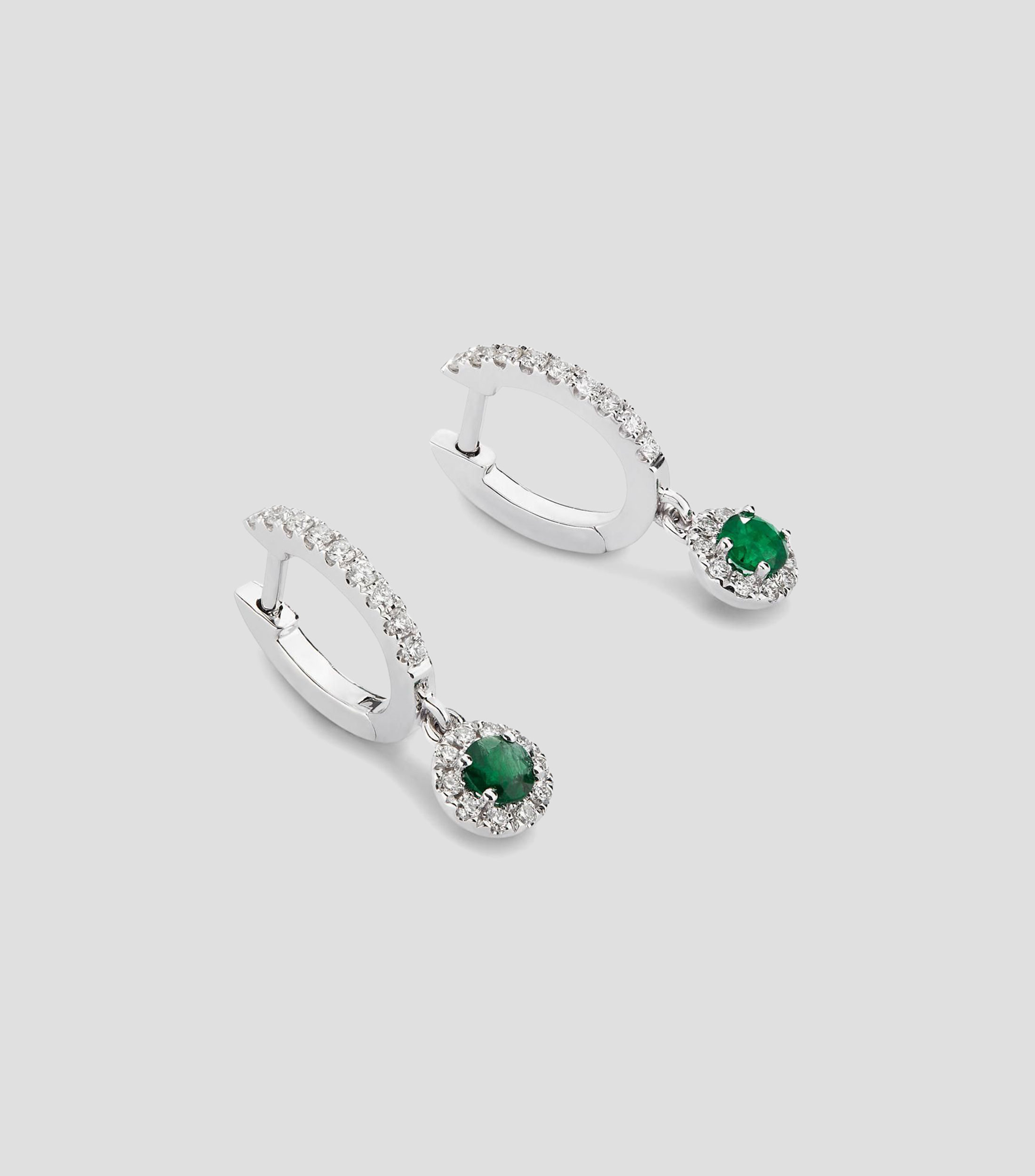 Aretes en Oro blanco de 18 Kilates con esmeralda y diamante Big Three Mujer