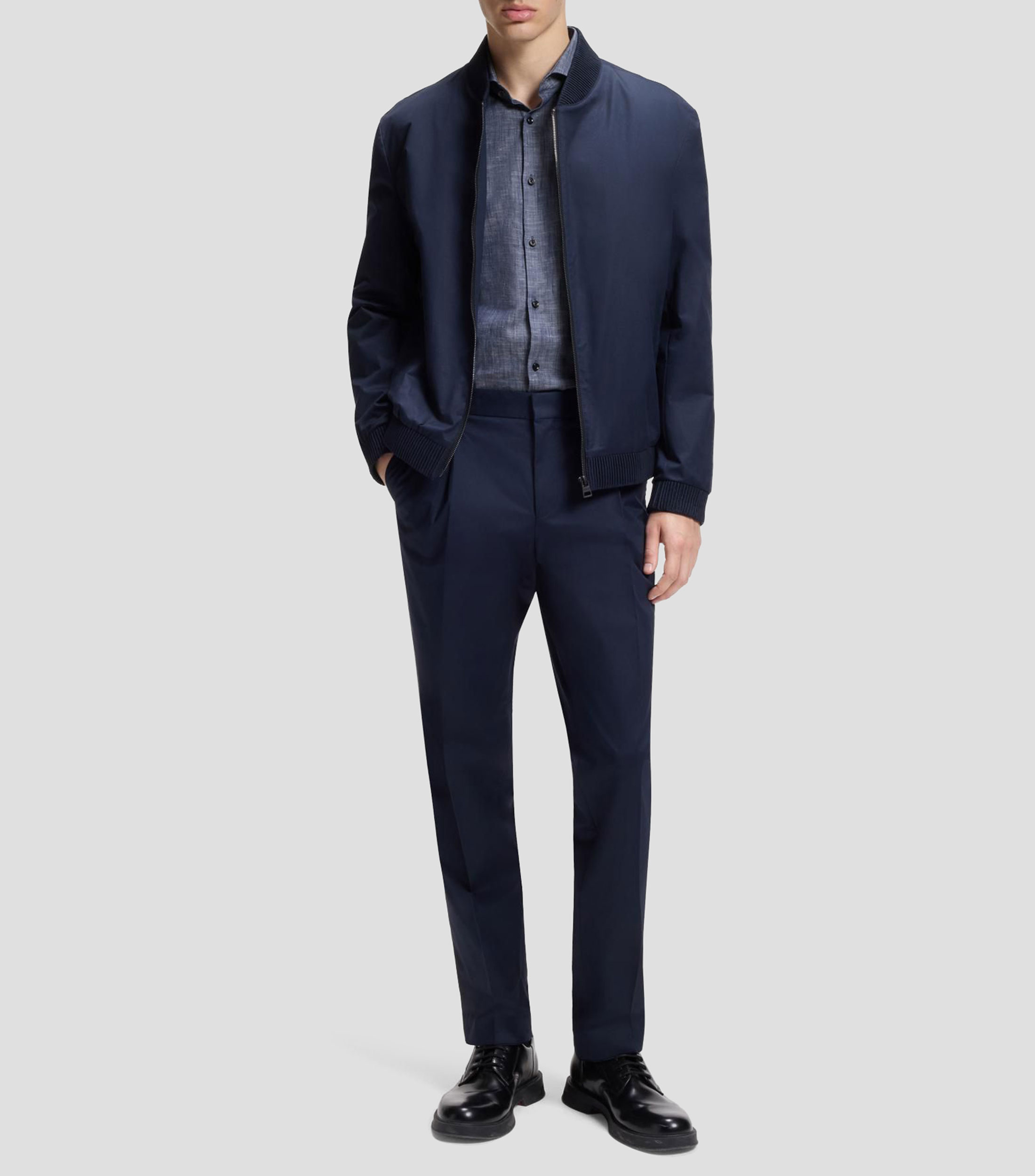 Camisa jaspeada manga larga Hombre