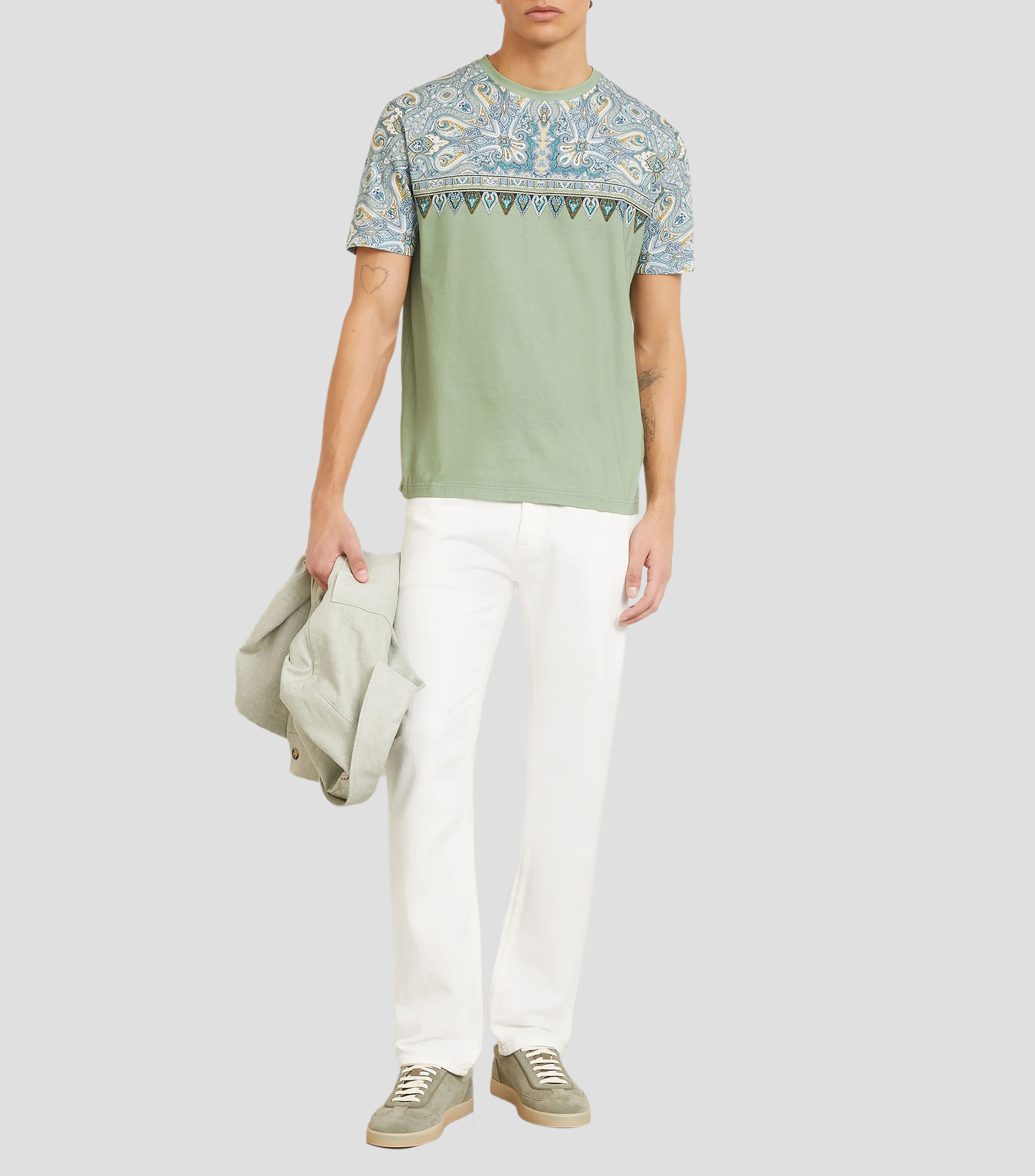Playera de cuello redondo con manga corta estampada Hombre