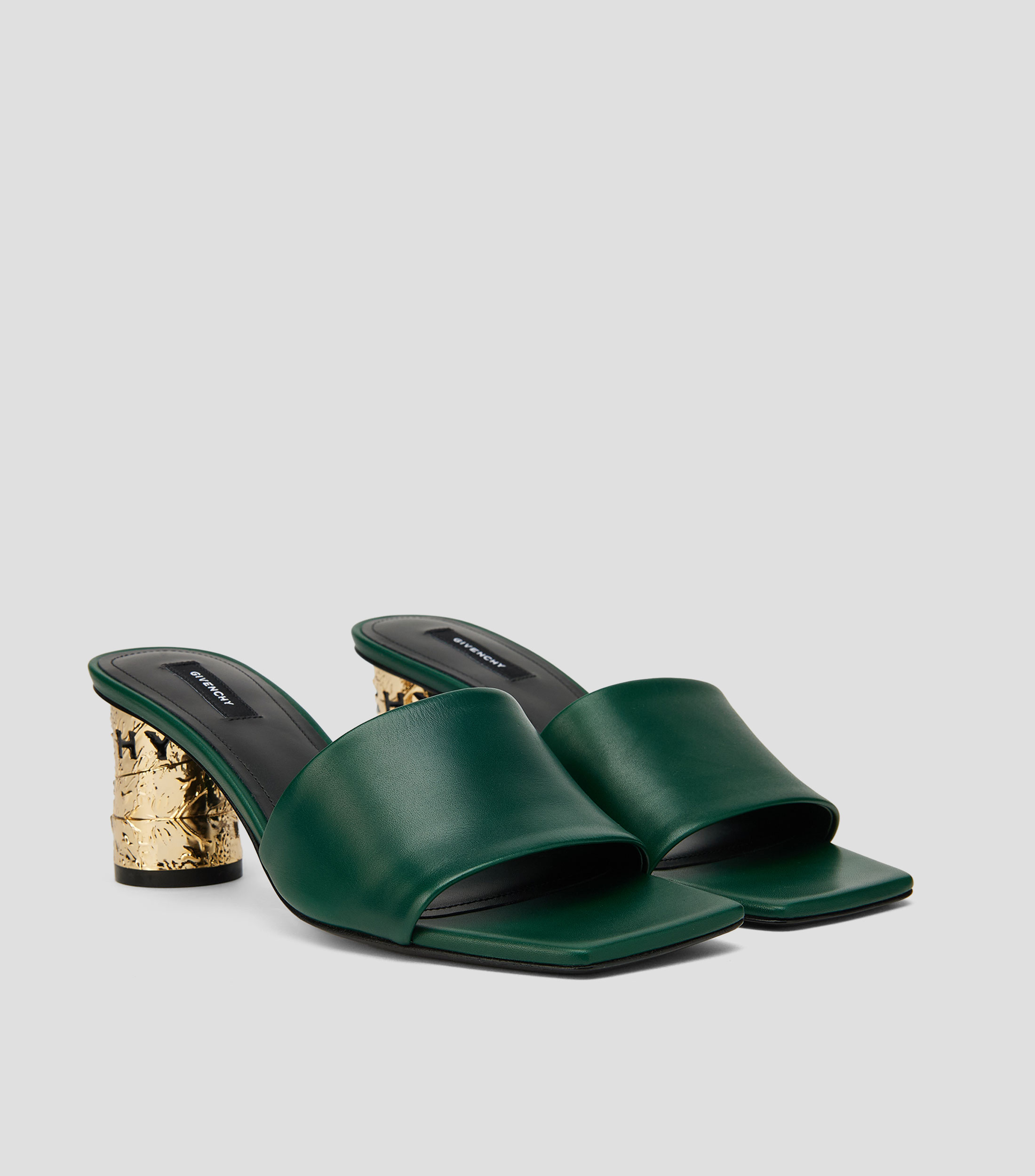 Sandalias tipo mule con tacón bajo redondo Mujer