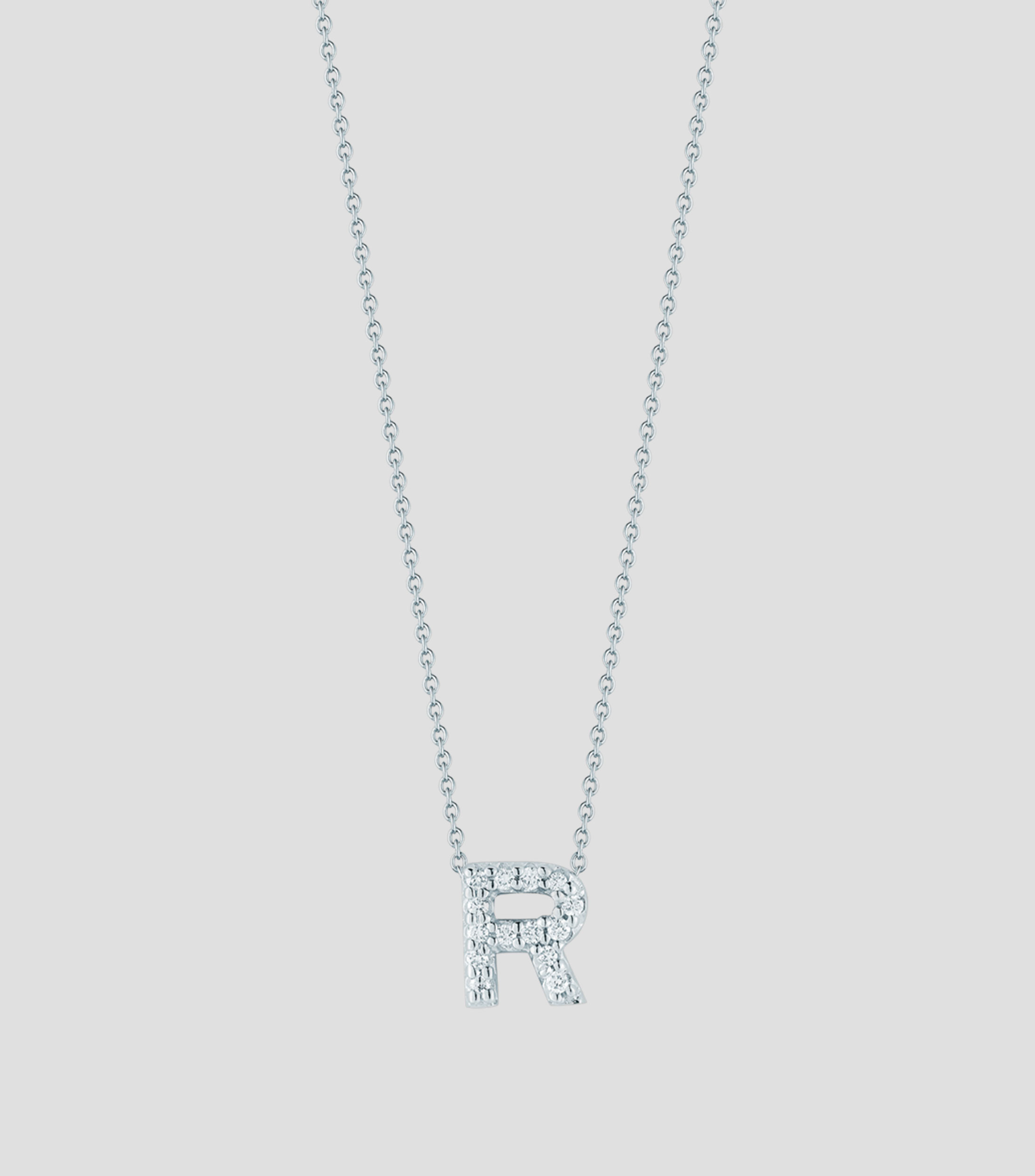 Collar letra R en oro blanco de 18 kilates con diamantes Love Letters Mujer