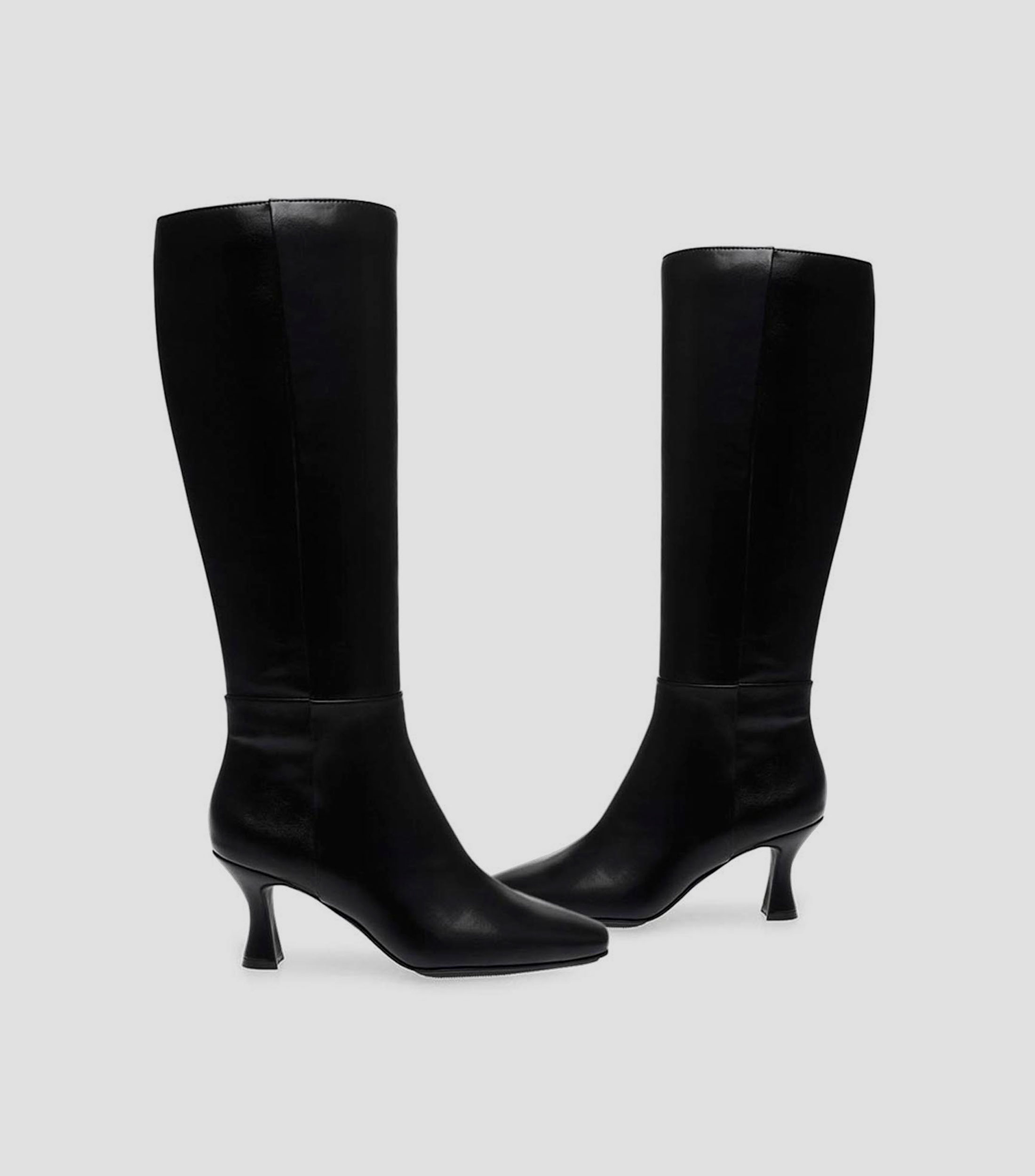 Botas Largas con Tacon Bajo Cuadrado Mujer