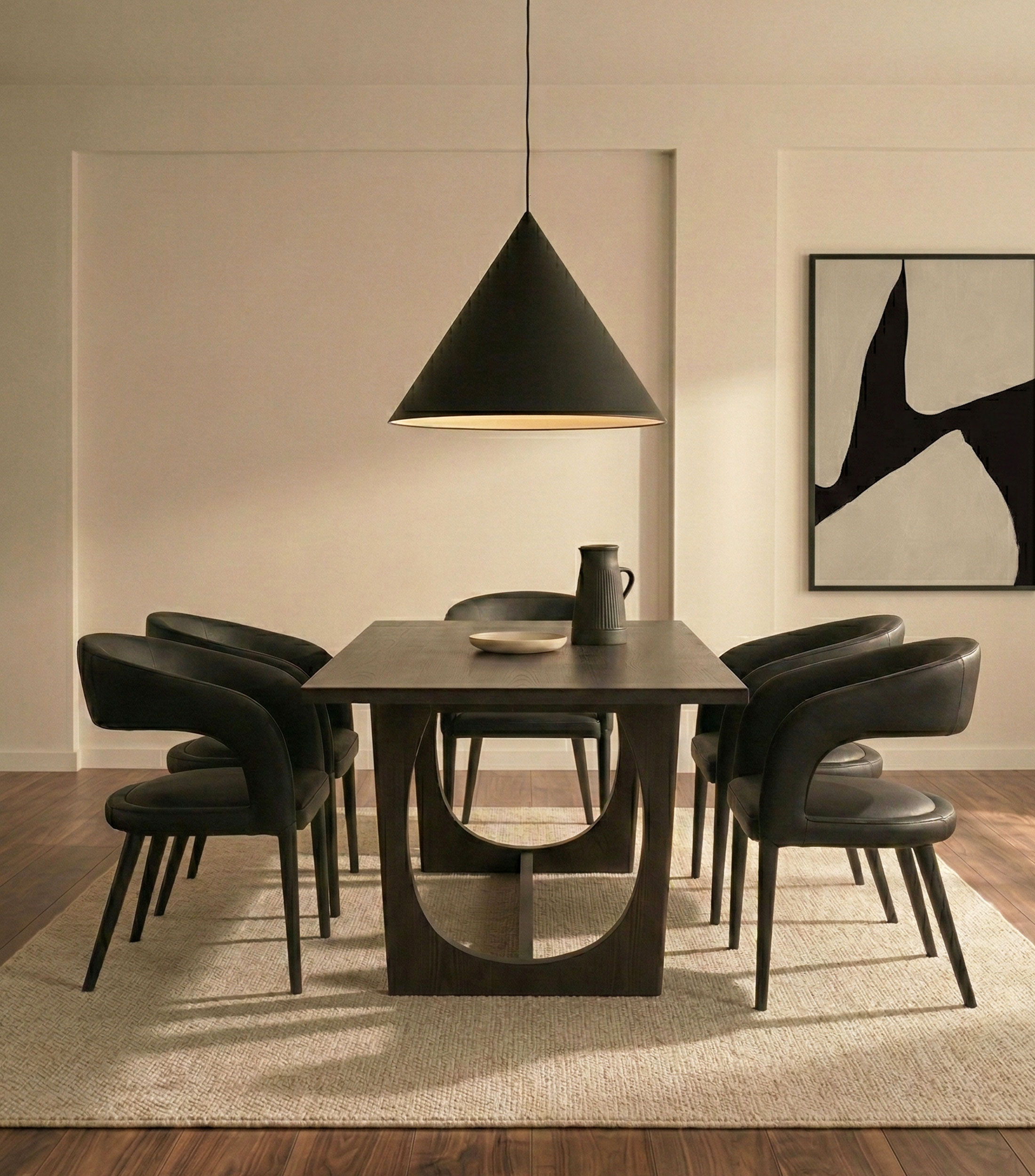 Silla de comedor Burgos en piel negra