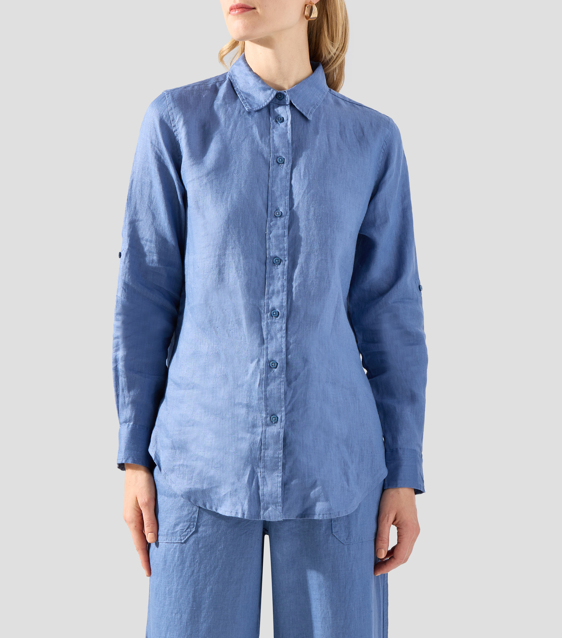 Camisa lisa manga larga Mujer