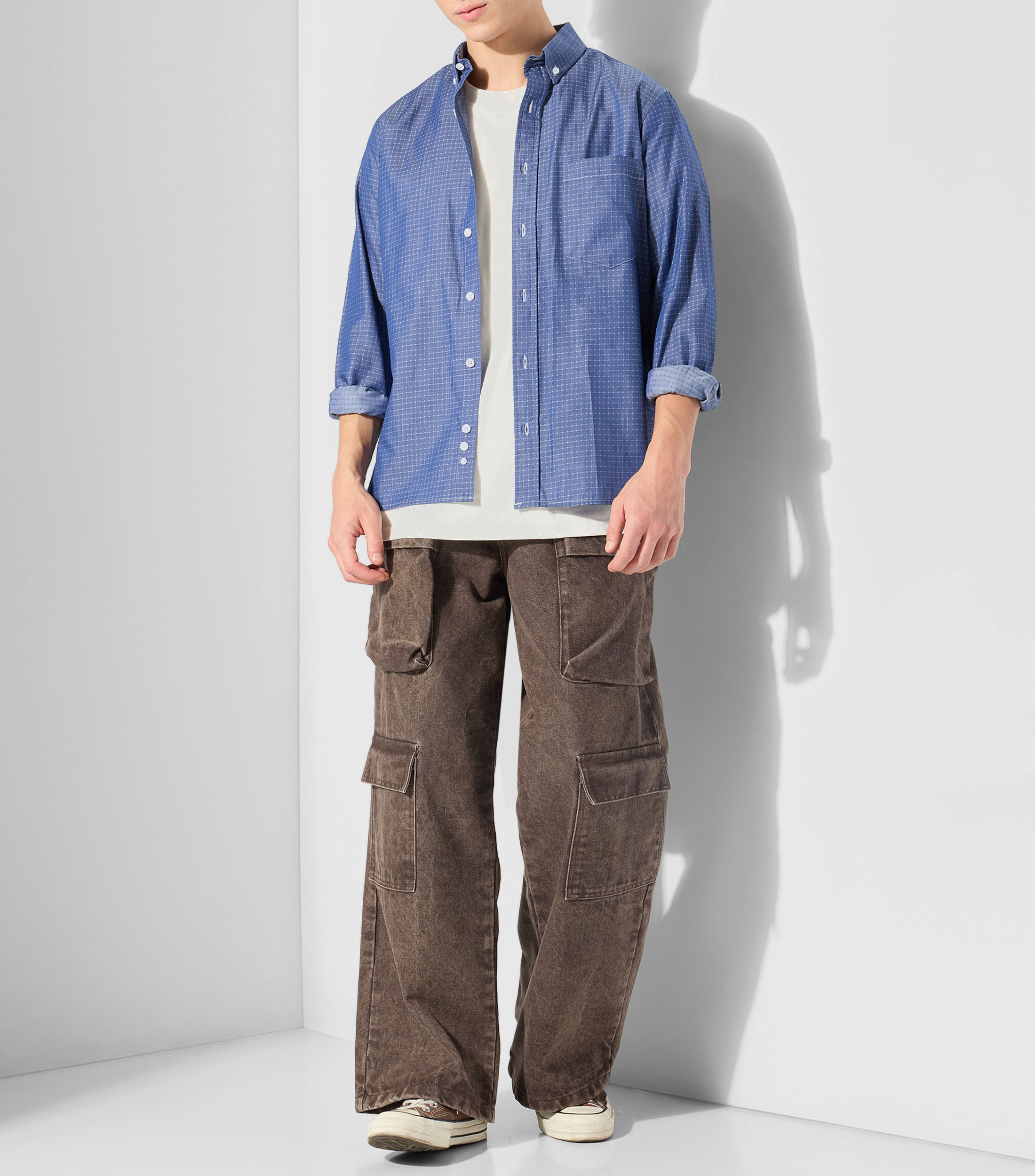 Camisa estampada con manga larga Hombre