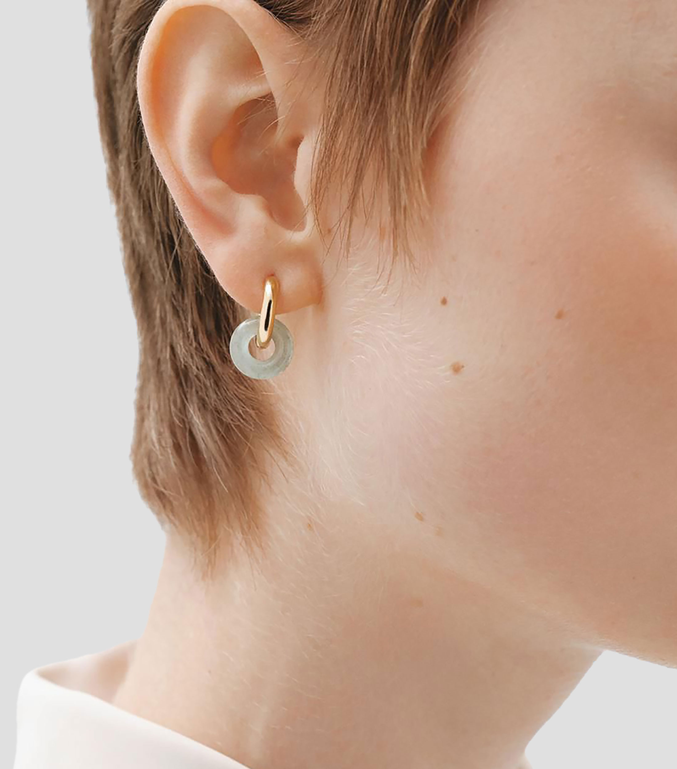 Pendientes de aro pequeño en plata .925 con aventurina verde Donkie Mujer