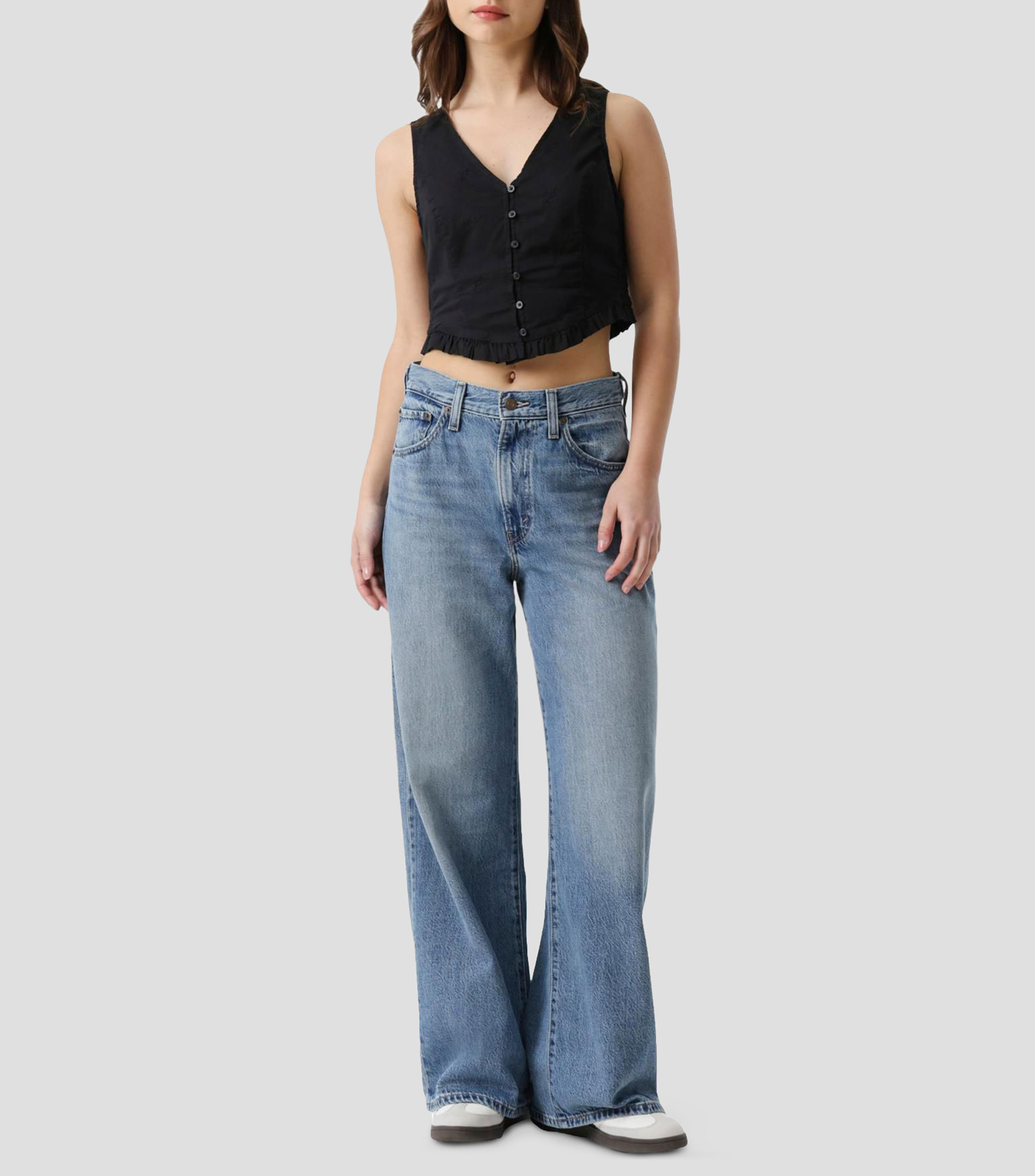 Jeans Amplio liso Mujer