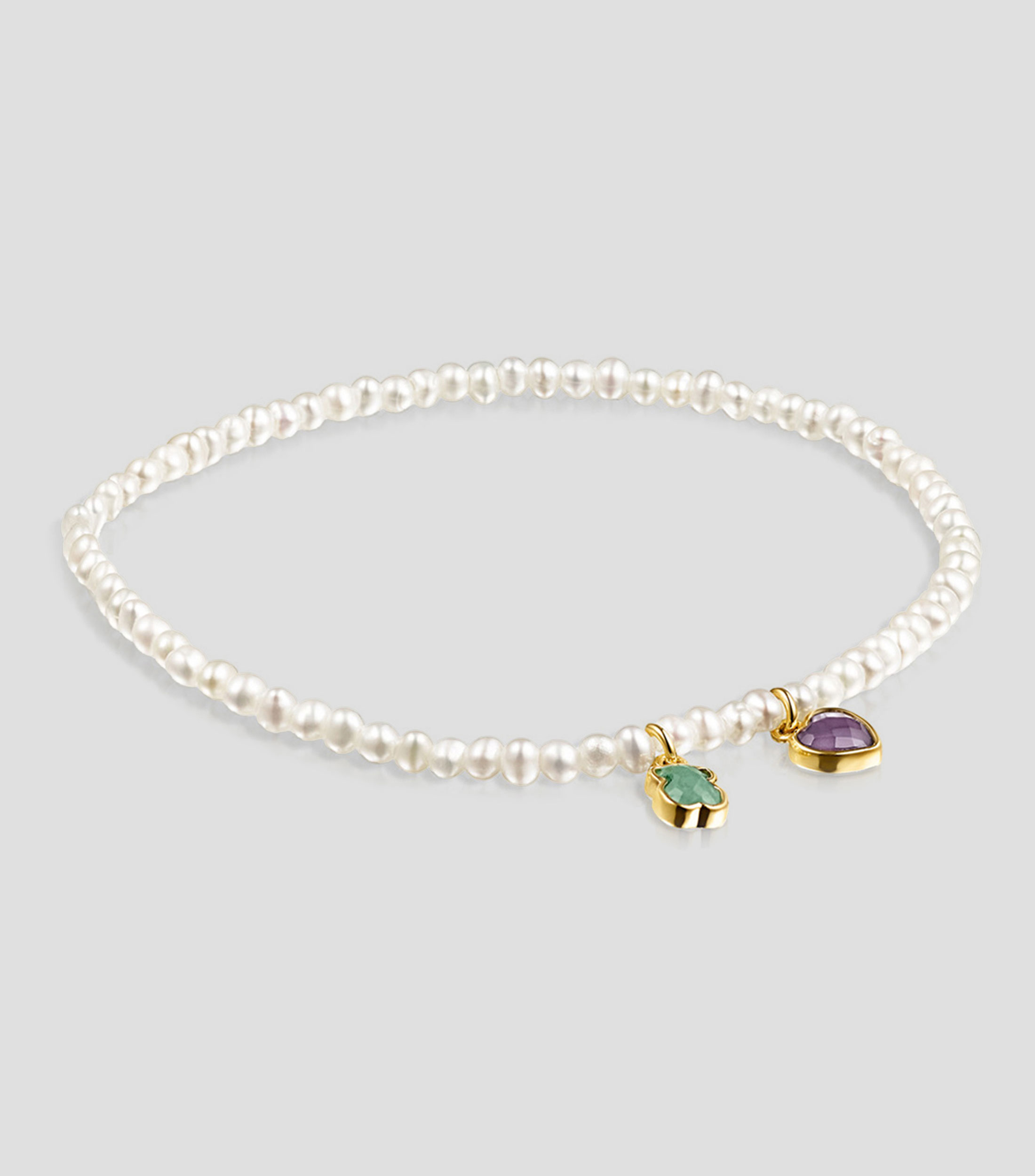 Pulsera con perlas en plata de ley 925 y baño de oro 18 Kts Mujer