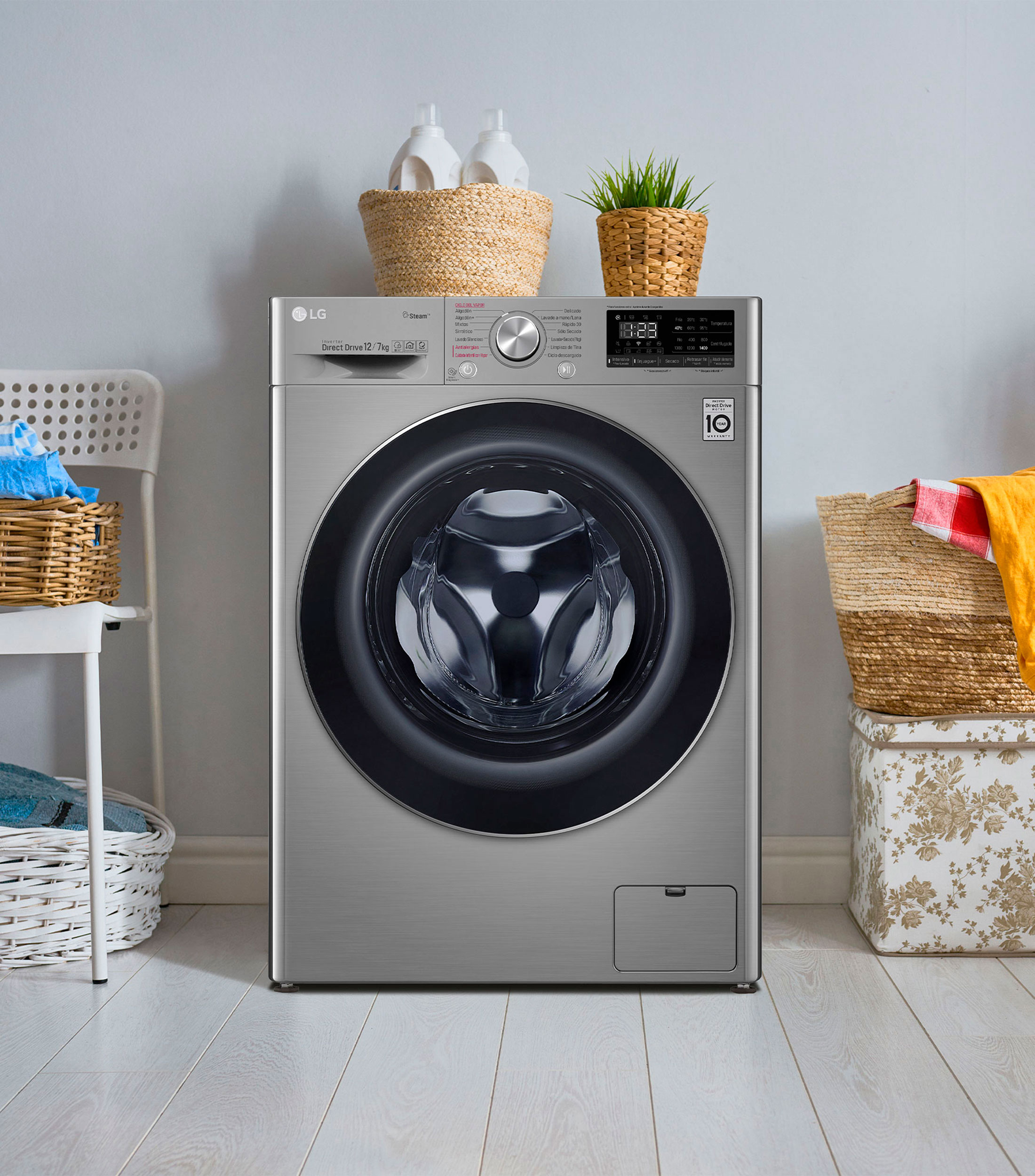 Lavasecadora Eléctrica 12 Kg de Carga Frontal WD12VVC4S6S Acero