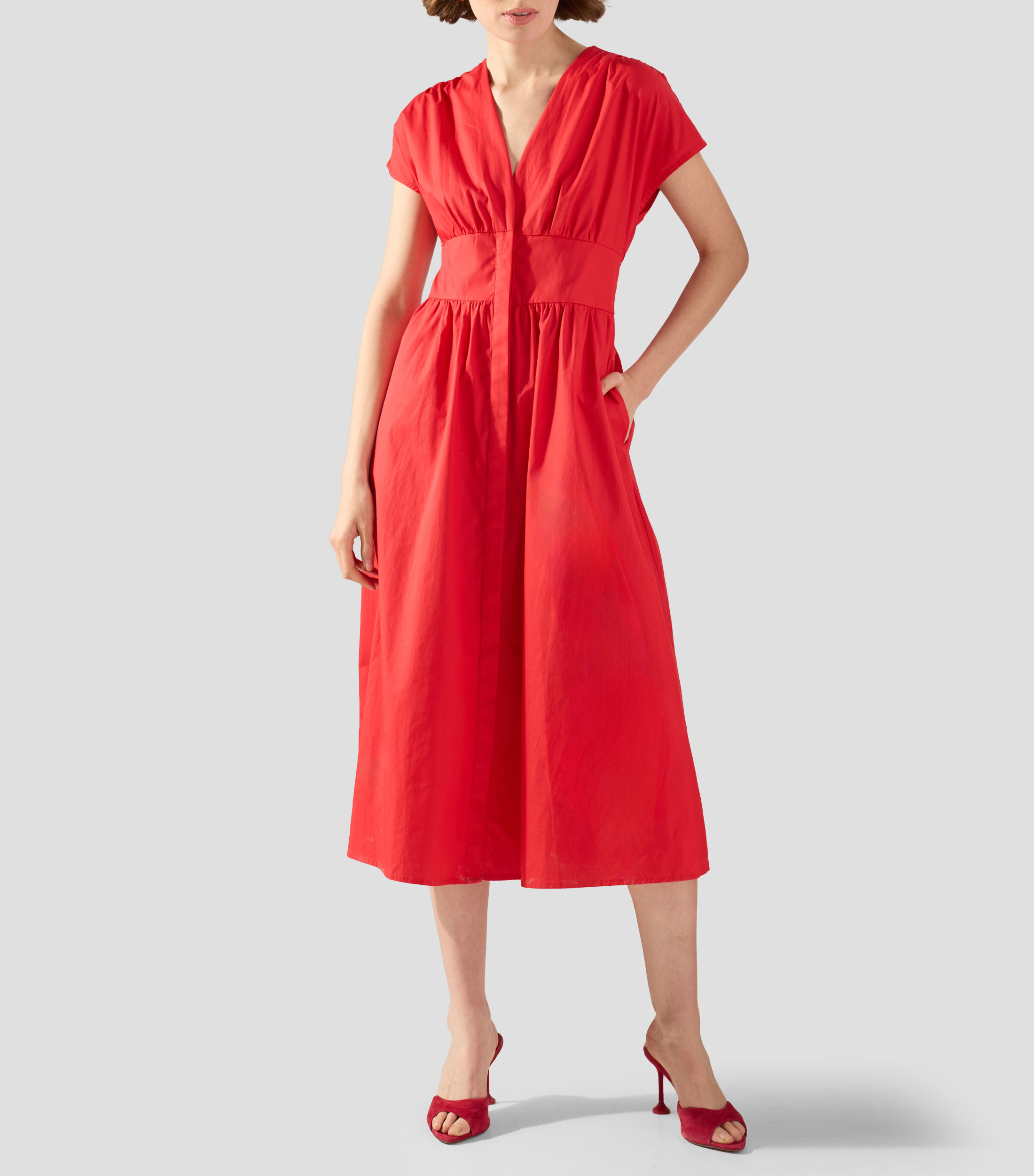 Vestido midi liso Mujer
