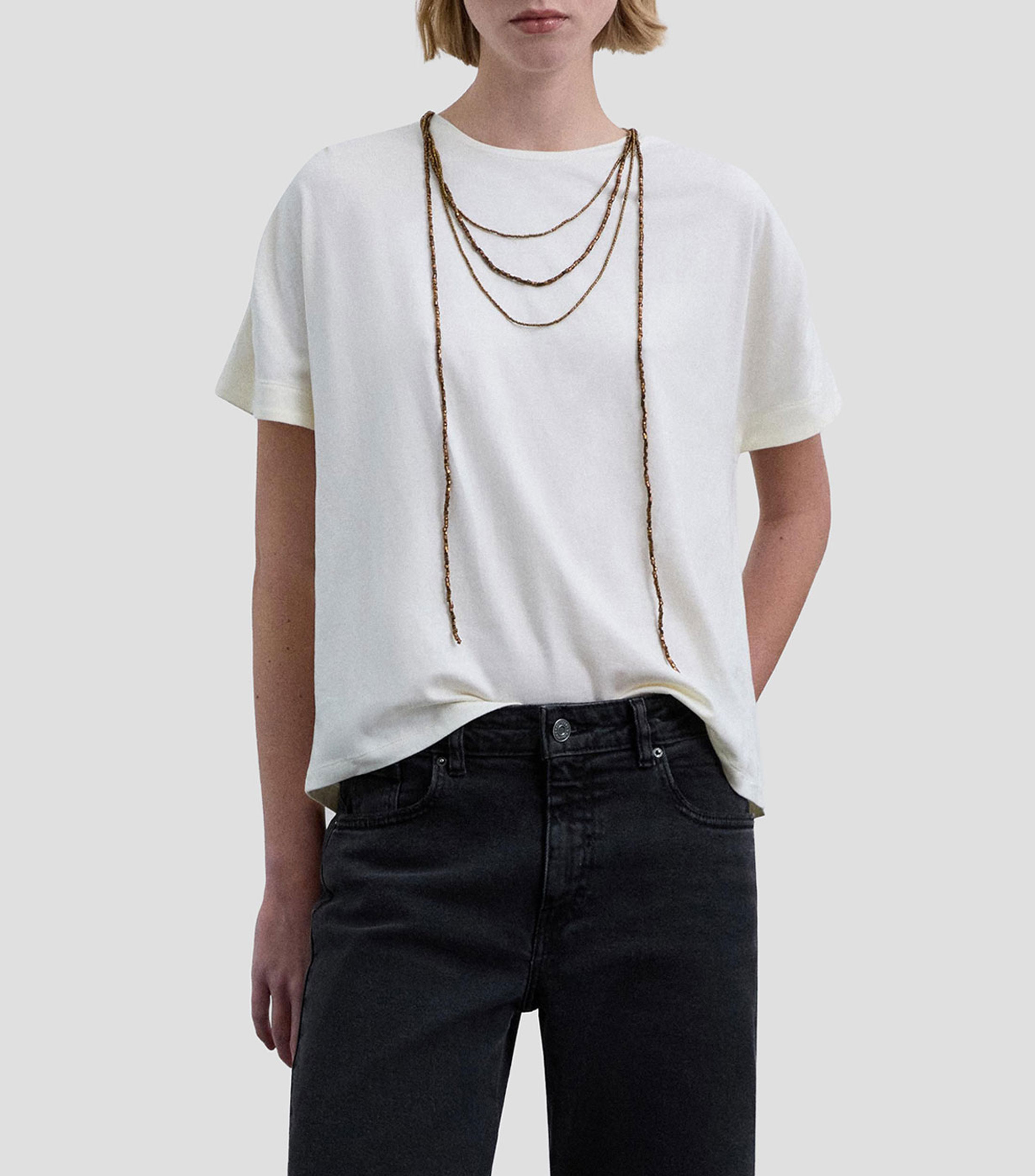Playera cuello redondo manga corta lisa Mujer