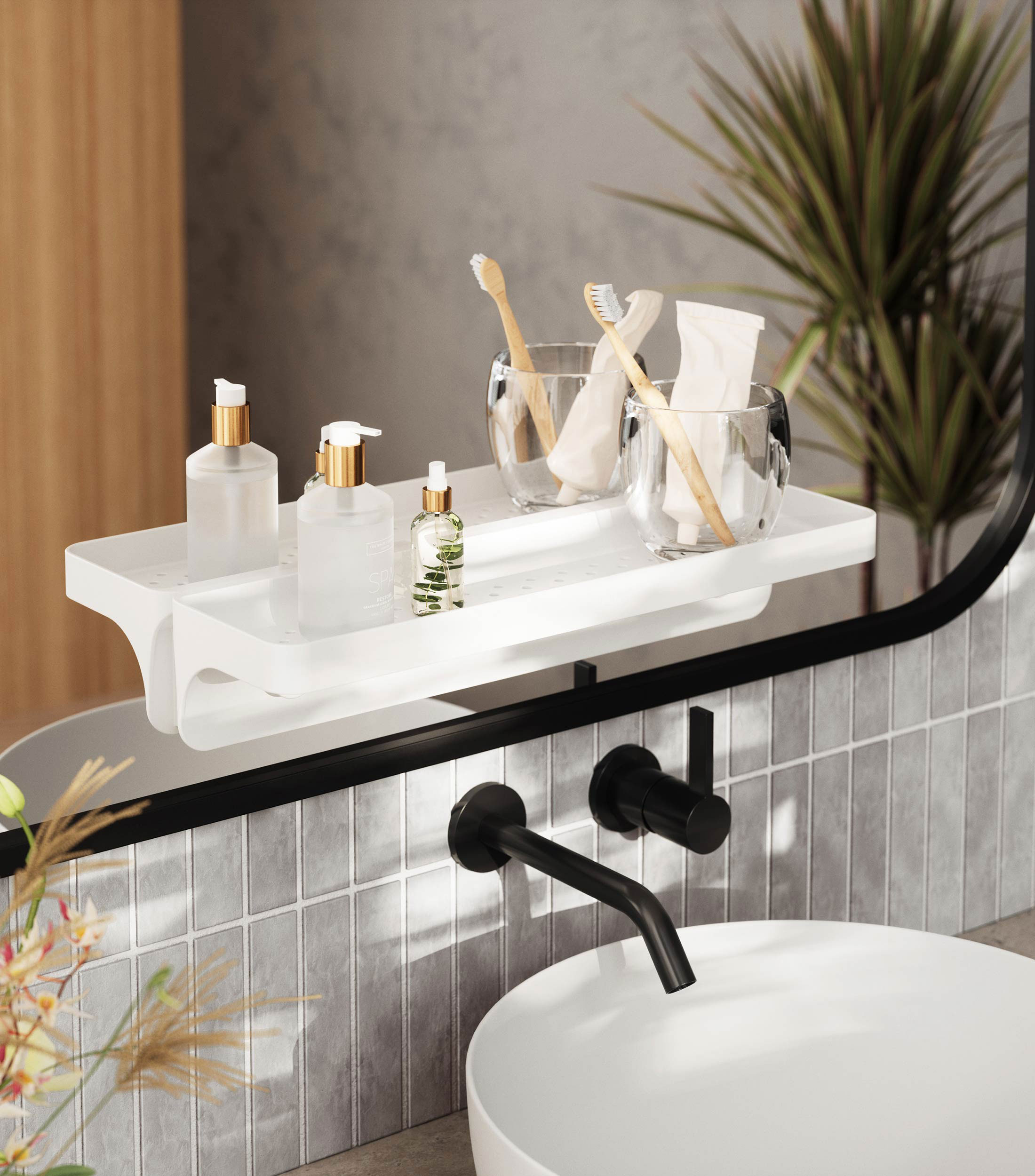 Repisa con Ganchos para Baño Flex en ABS reciclado