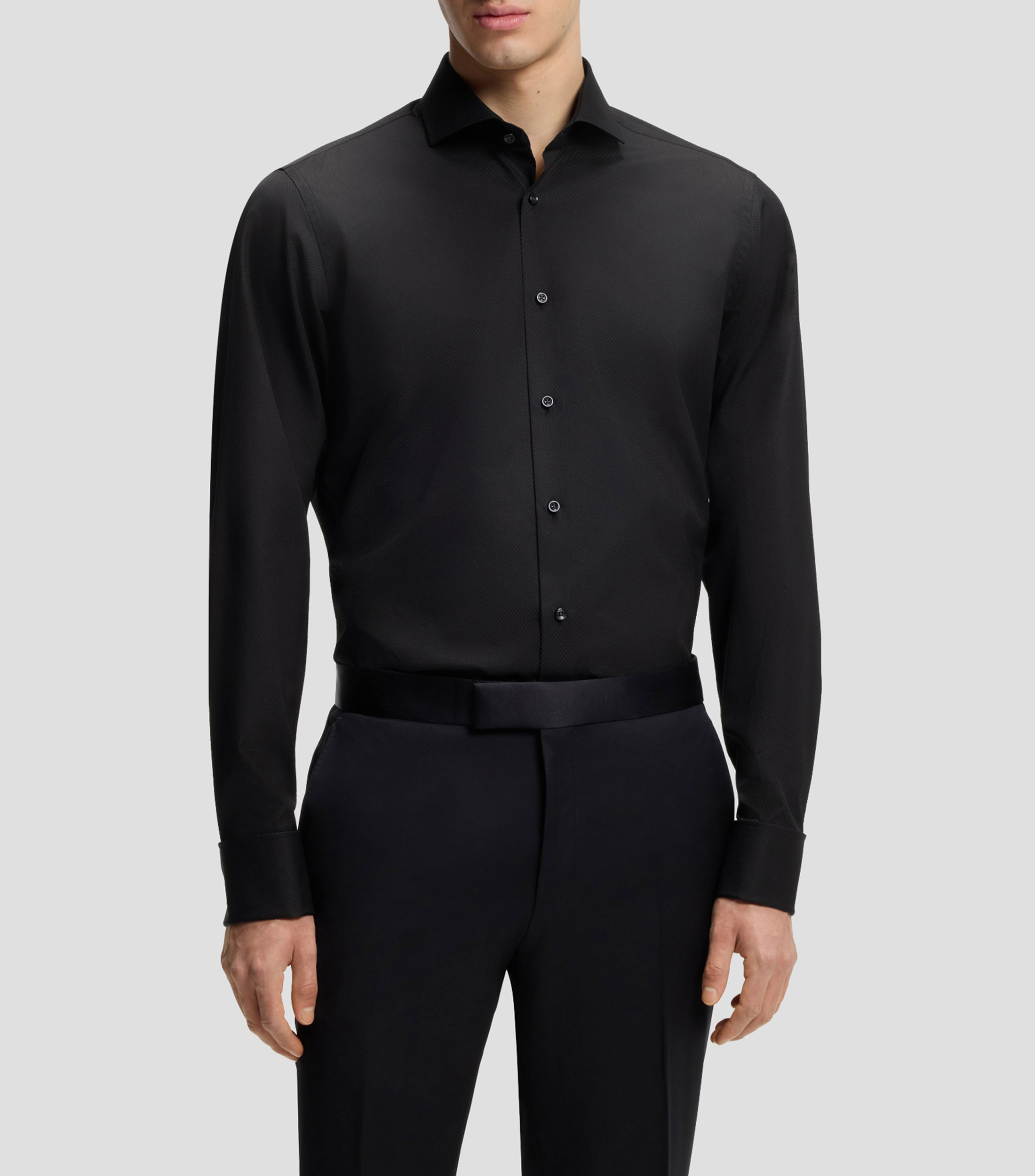 Camisa regular en algodón italiano con estructura Hombre