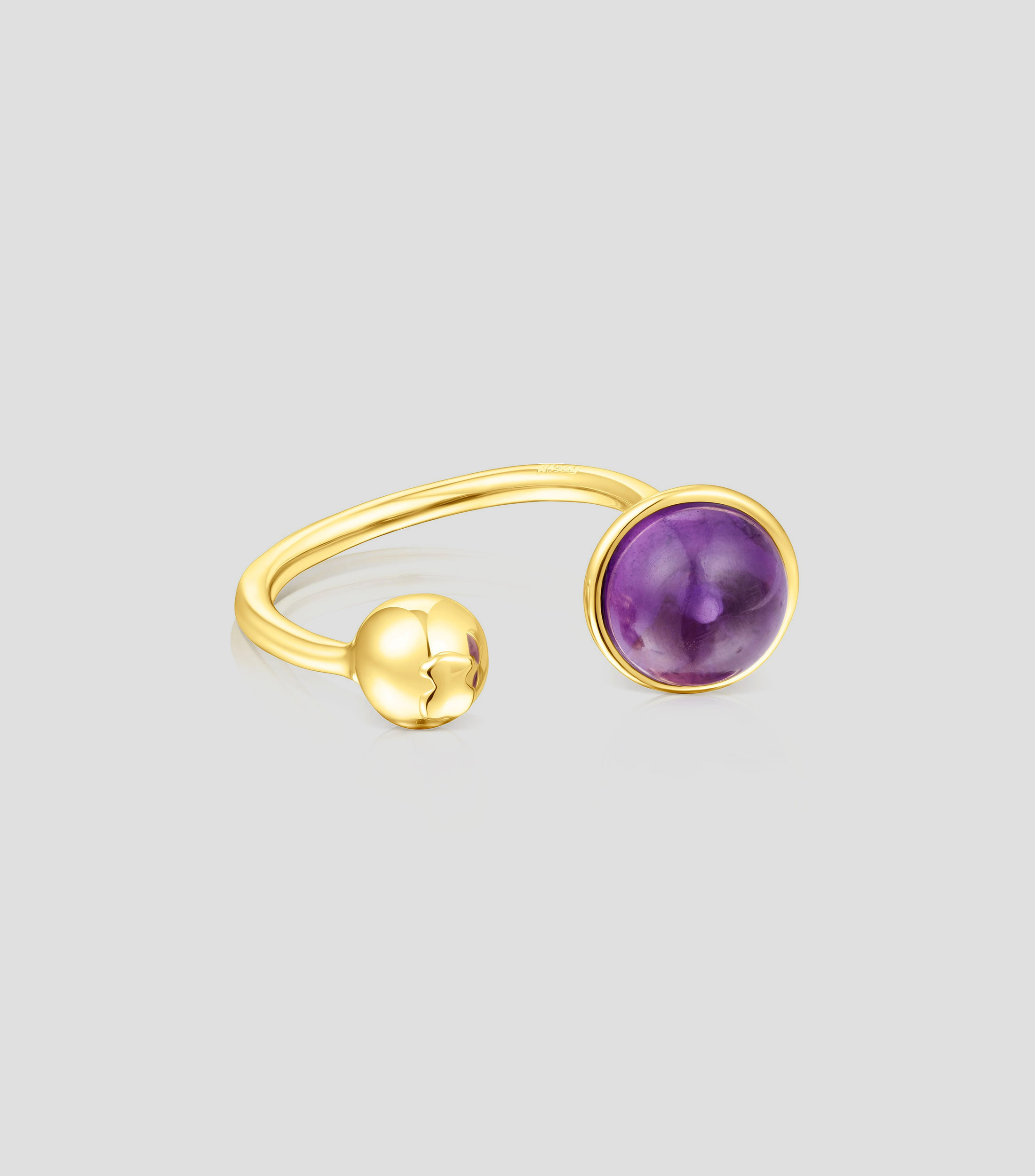Anillo abierto en plata vermeil y amatista Plump Mujer