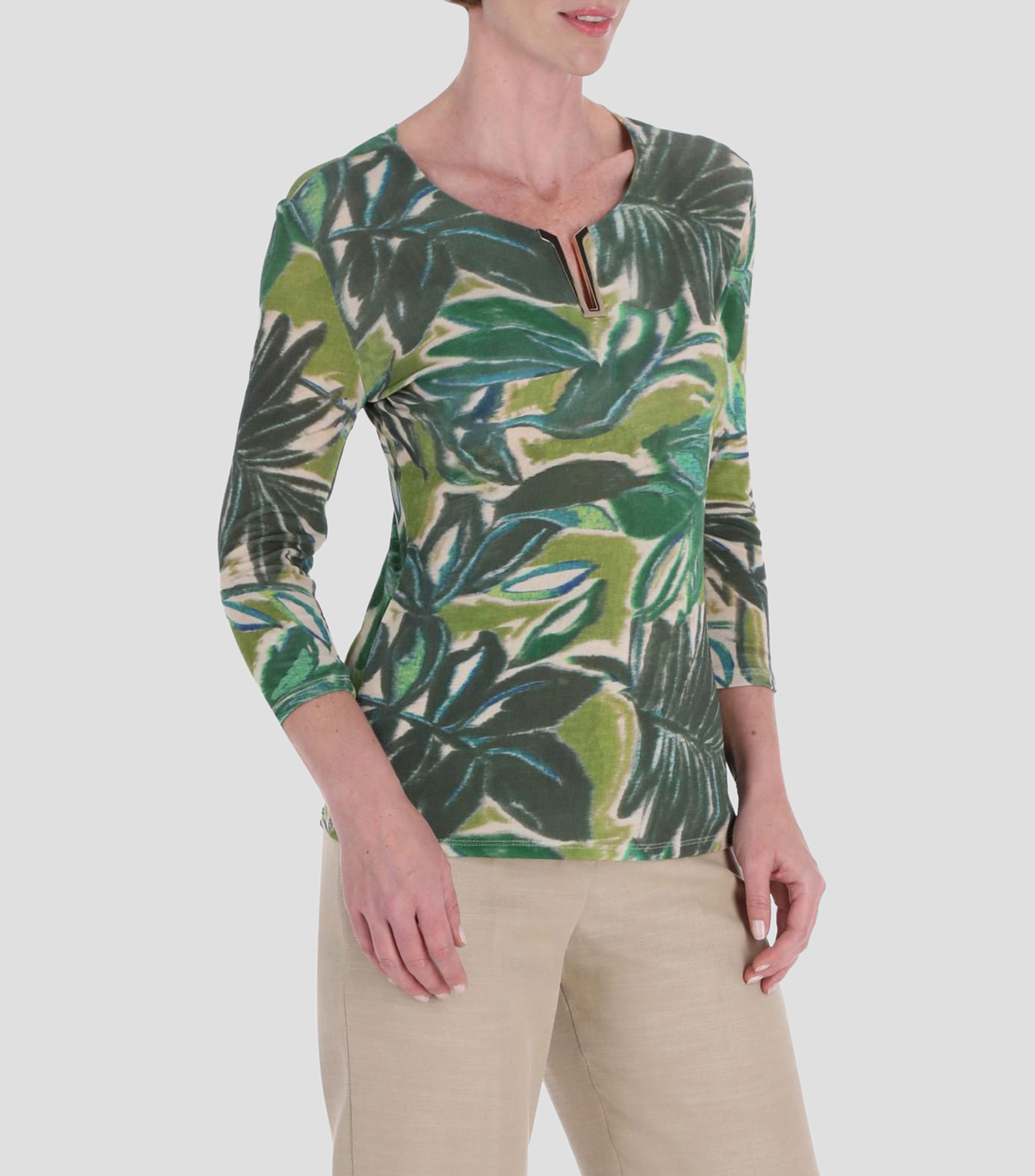 Blusa estampada manga 3/4 Mujer