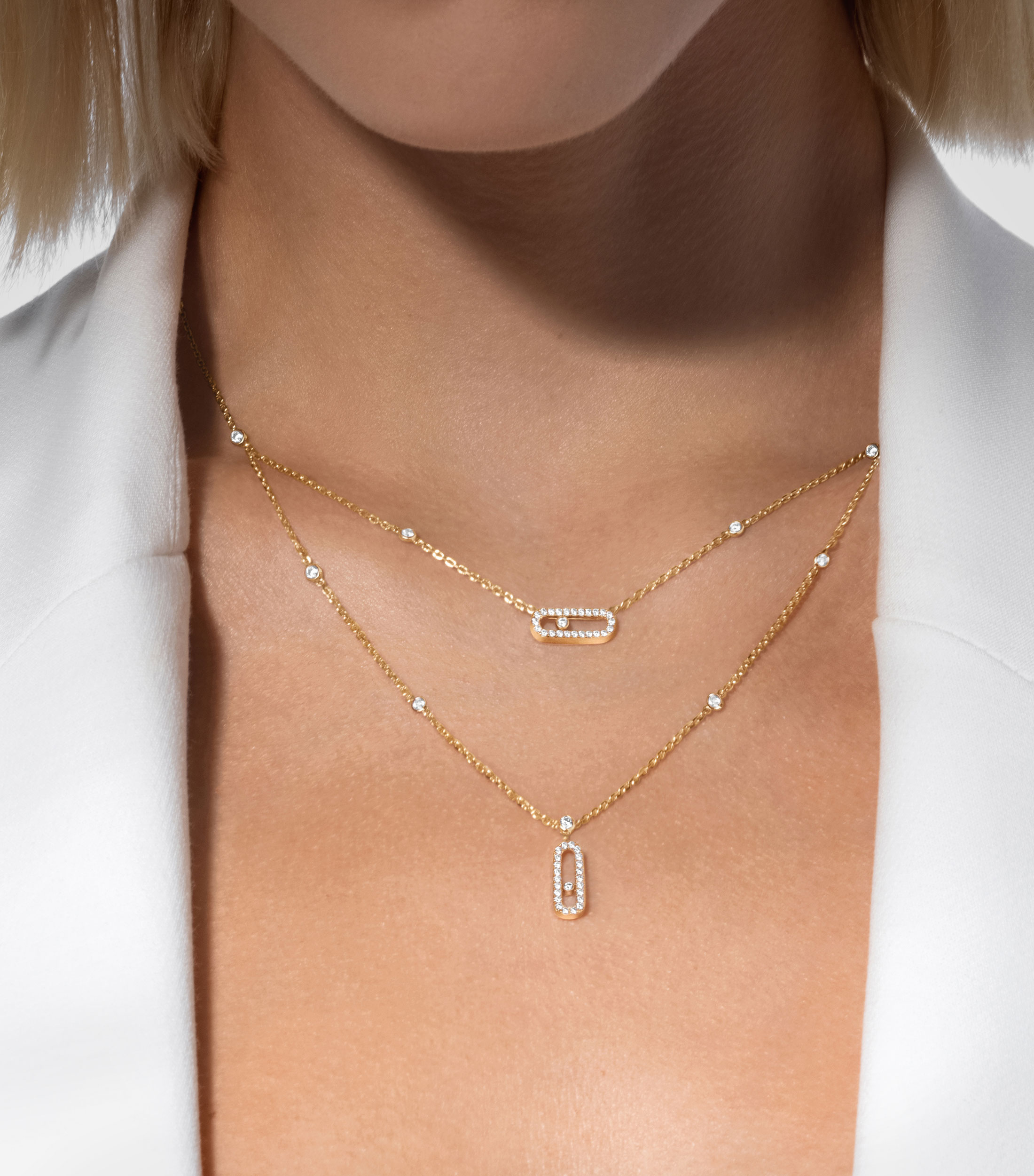 Collar doble en Oro amarillo de 18 Kilates con diamantes Move Uno Mujer