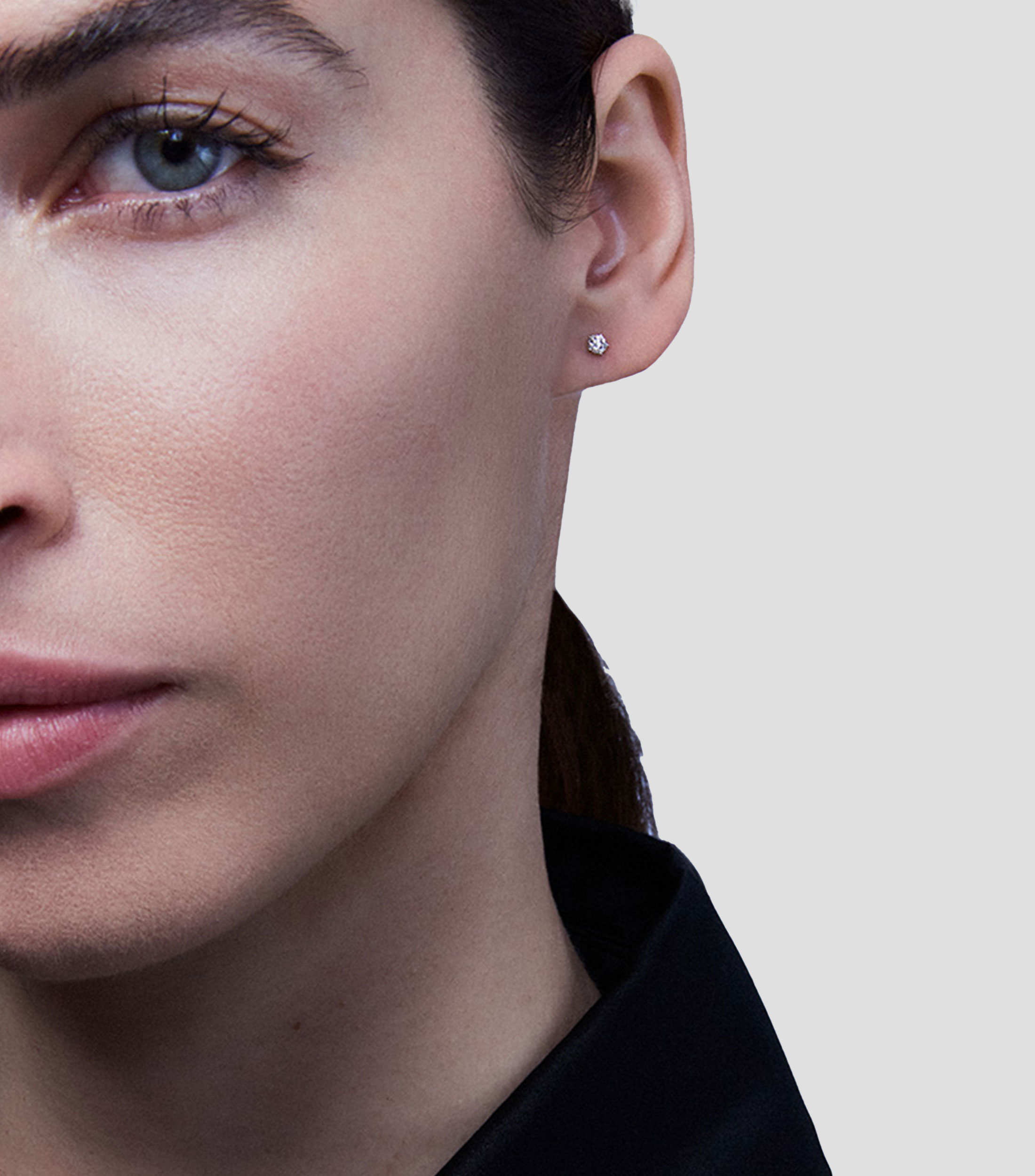 Pendientes solitarios en oro blanco de 18 kilates Grace Mujer