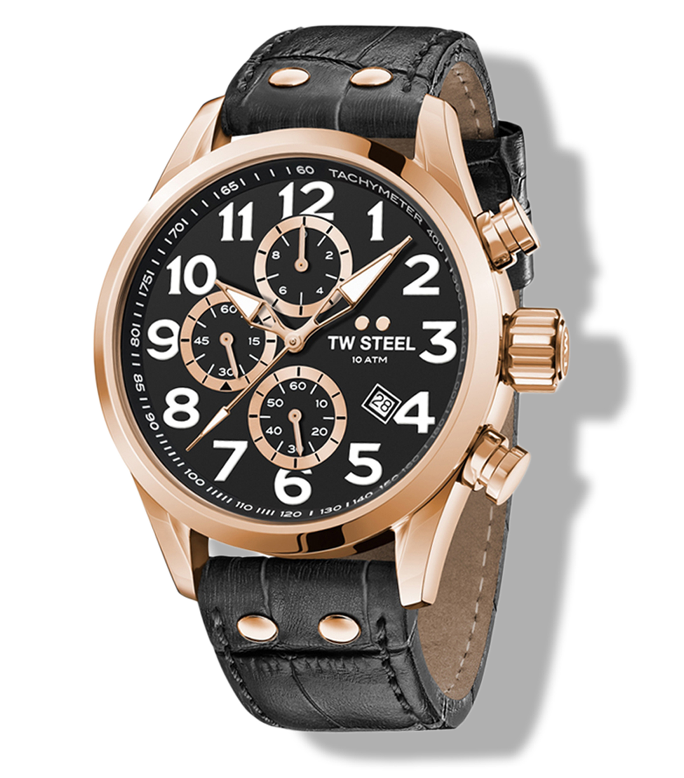 Orologio TW Steel Uomo 45 Mm – Movimento Al Quarzo, Quadrante Grigio, Cinturino In Pelle Nera, Impermeabile 10 Bar