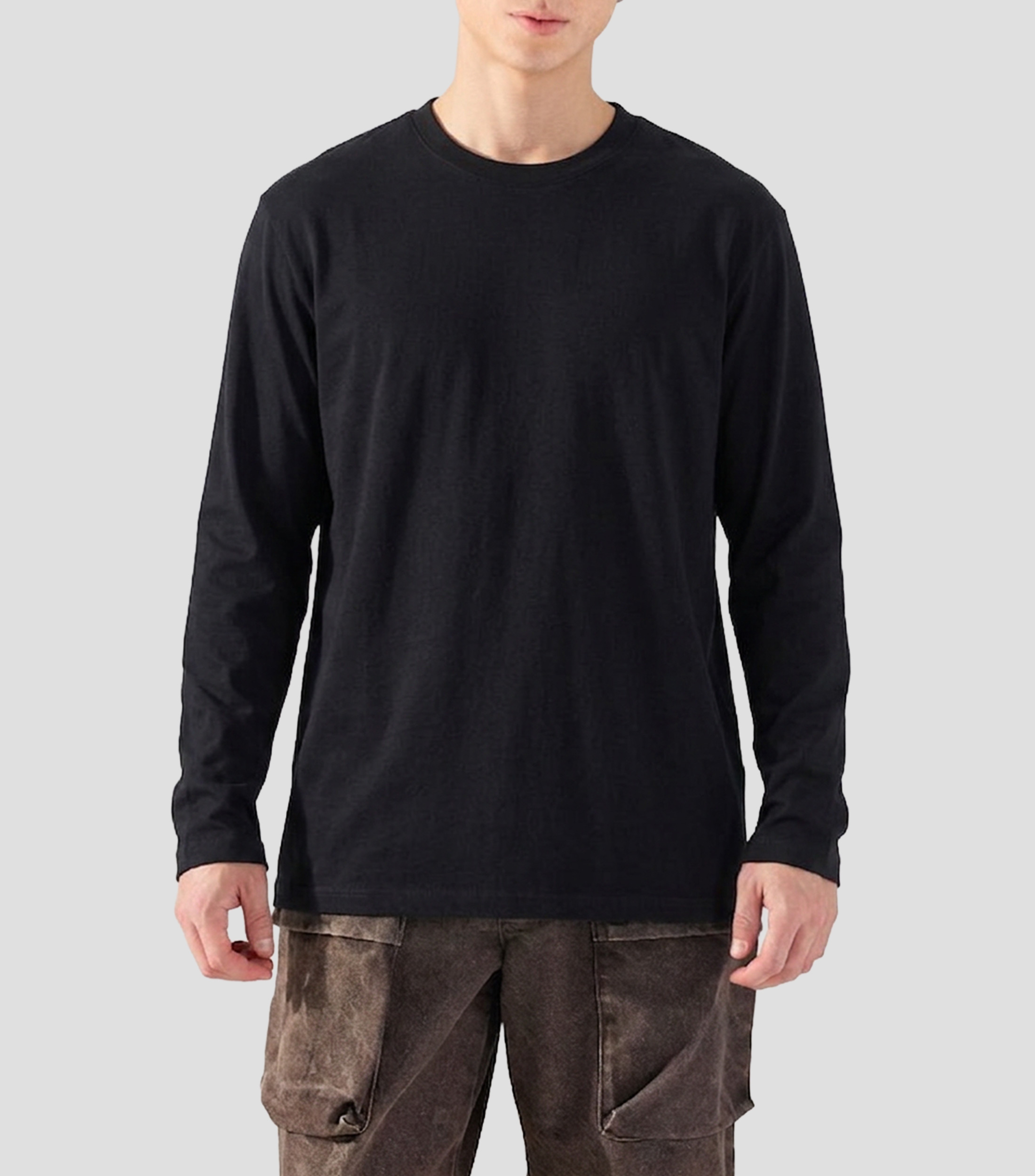 Playera cuello redondo manga larga lisa Hombre