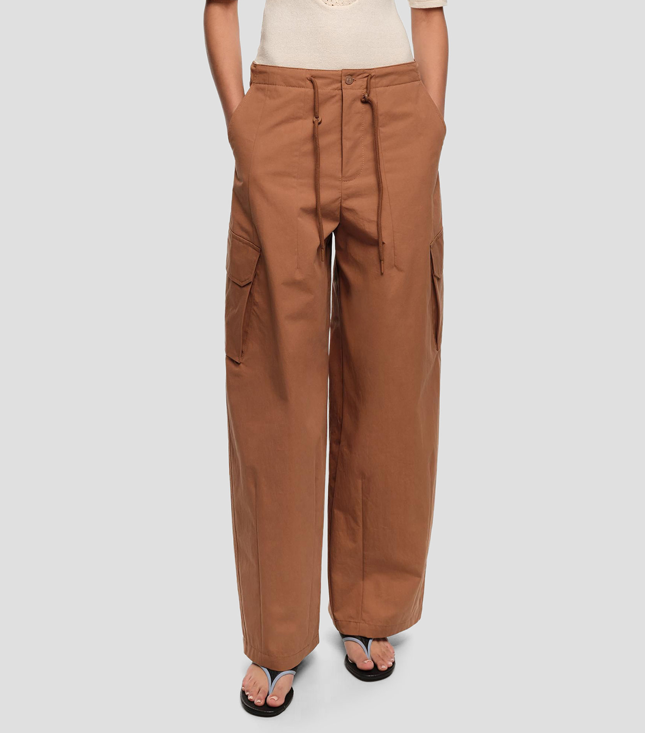 Pantalón cargo algodón marrón claro Mujer