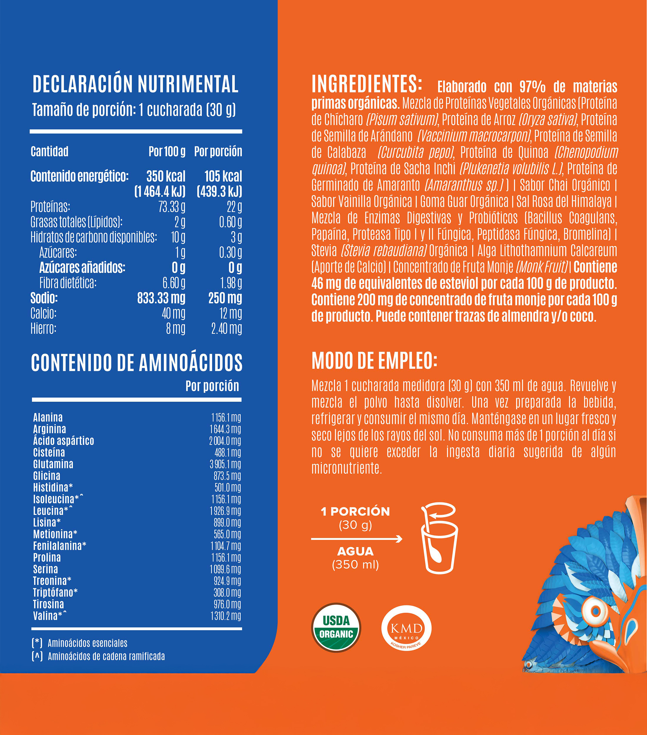Proteína Falcon Vegana Orgánica en Polvo - Chai 1.17 Kg