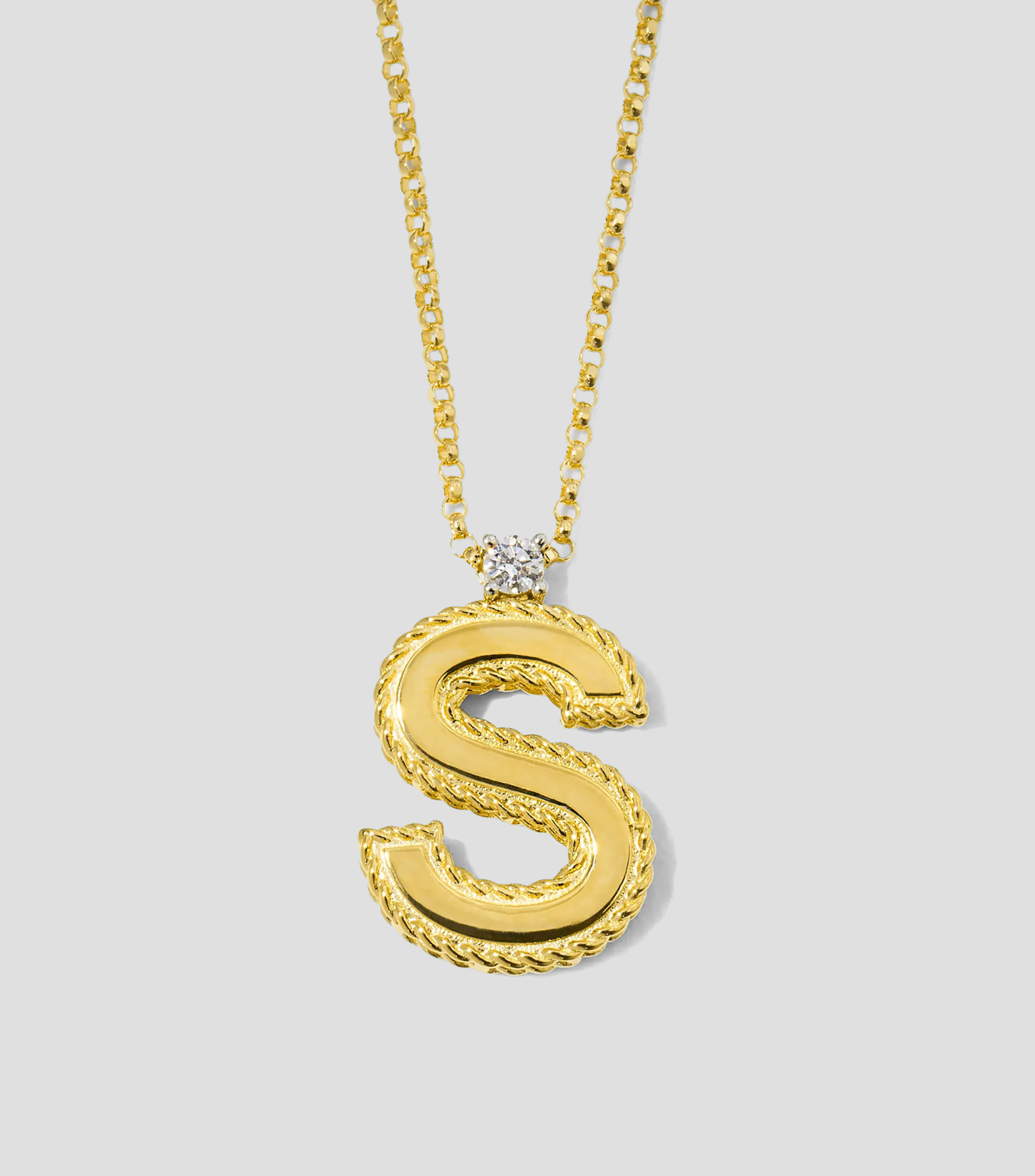 Collar letra "S" en oro amarillo de 18 Kilates con diamante Princess Mujer