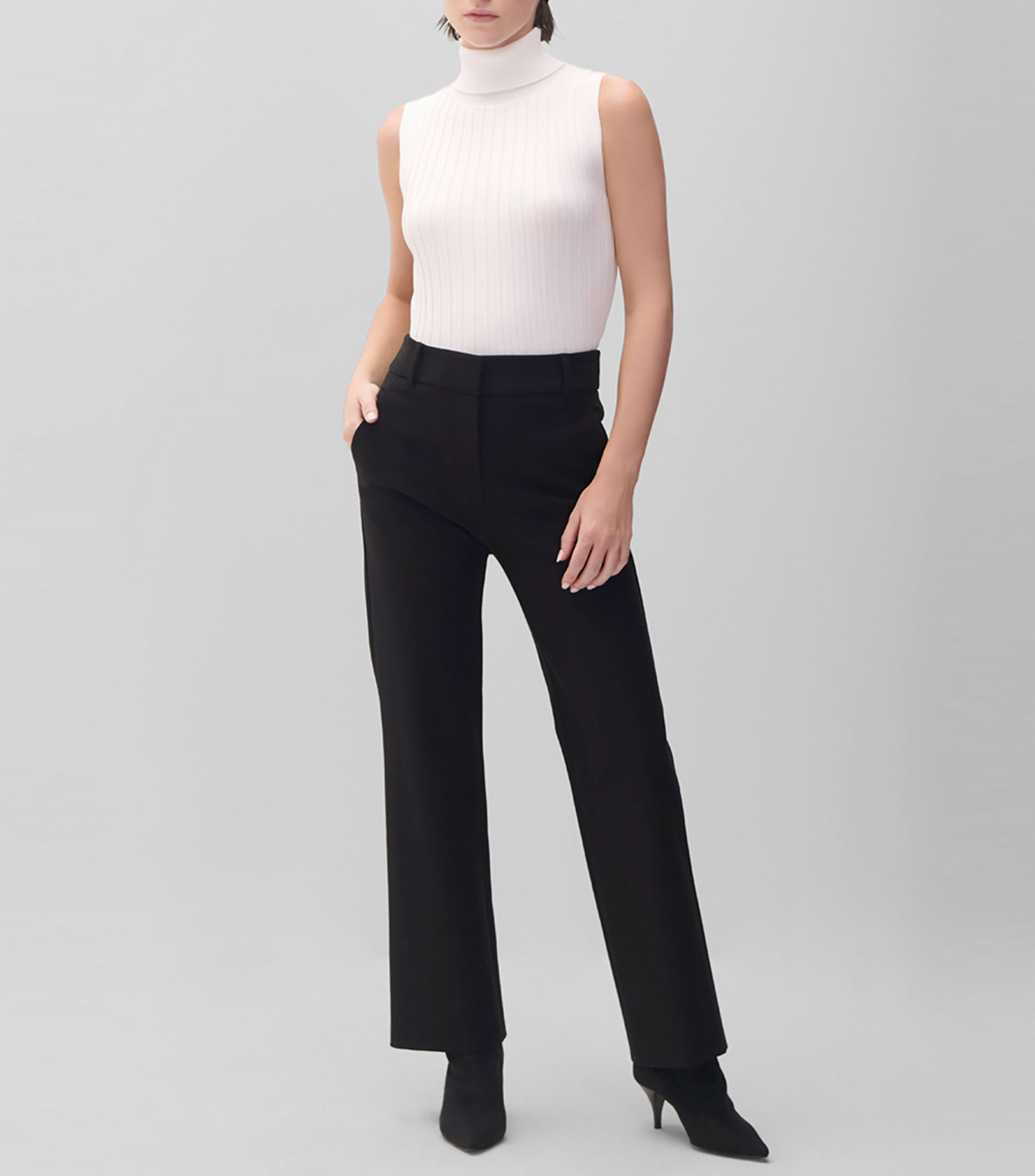 Pantalón confort negro recto Mujer