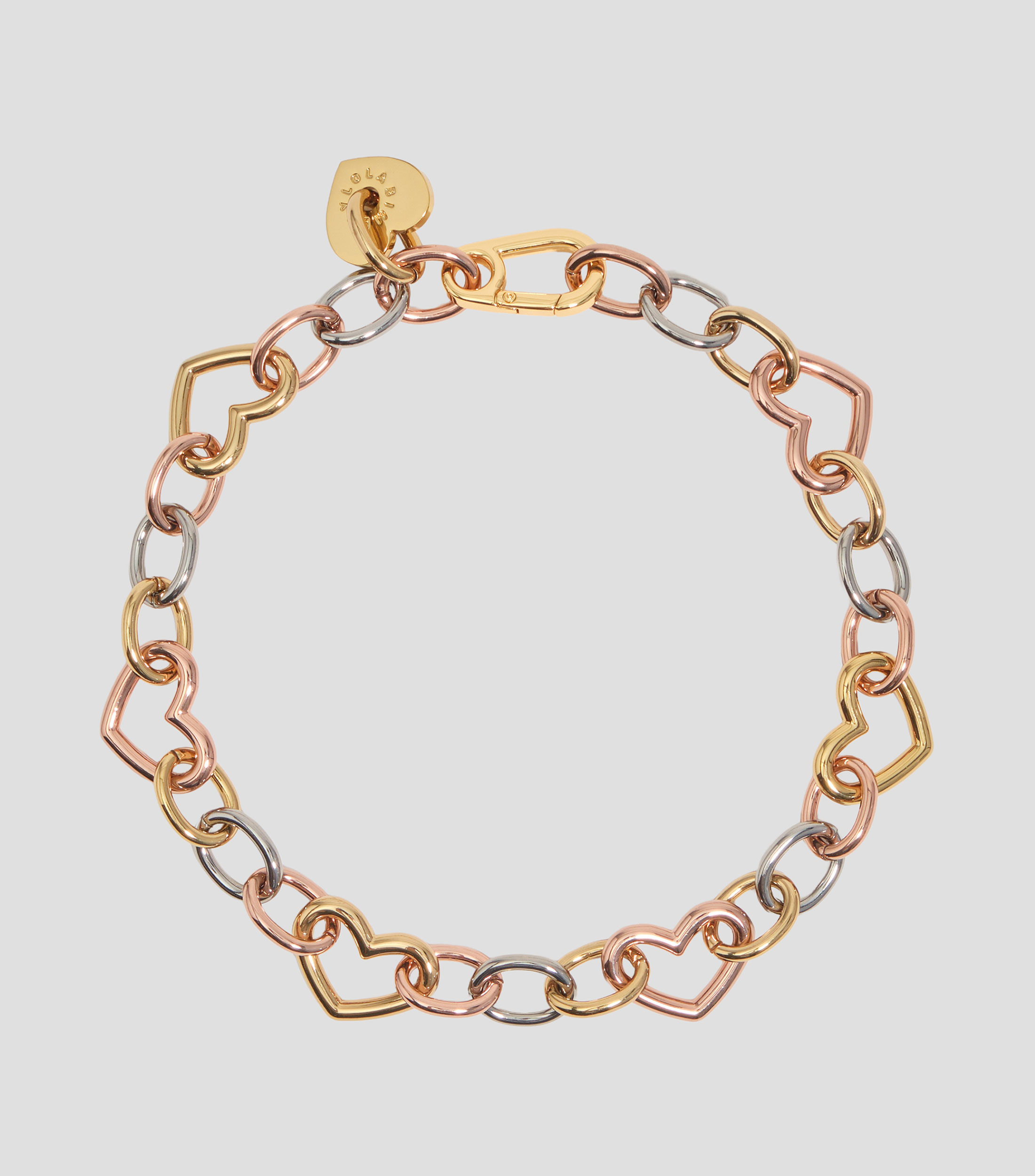 Collar cadena corazón tricolor Mujer
