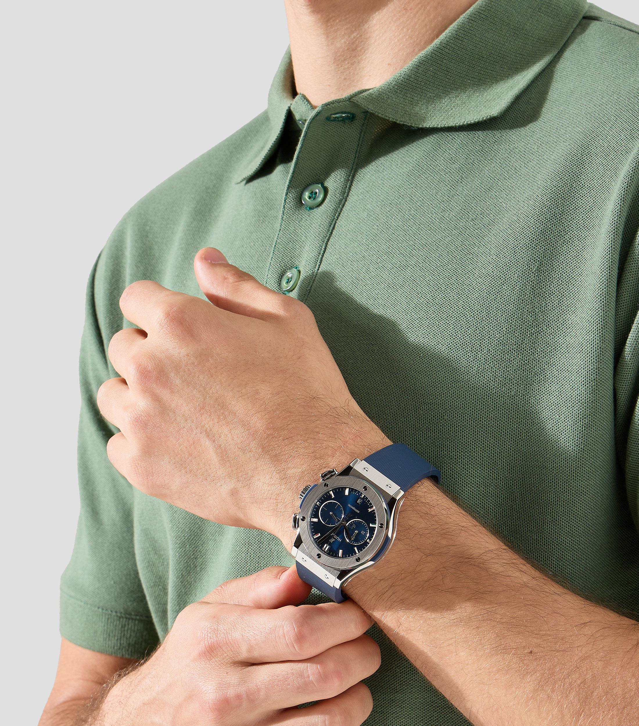 Reloj para Hombre Classic Fusion Chronograph Titanium casual plateado, azul
