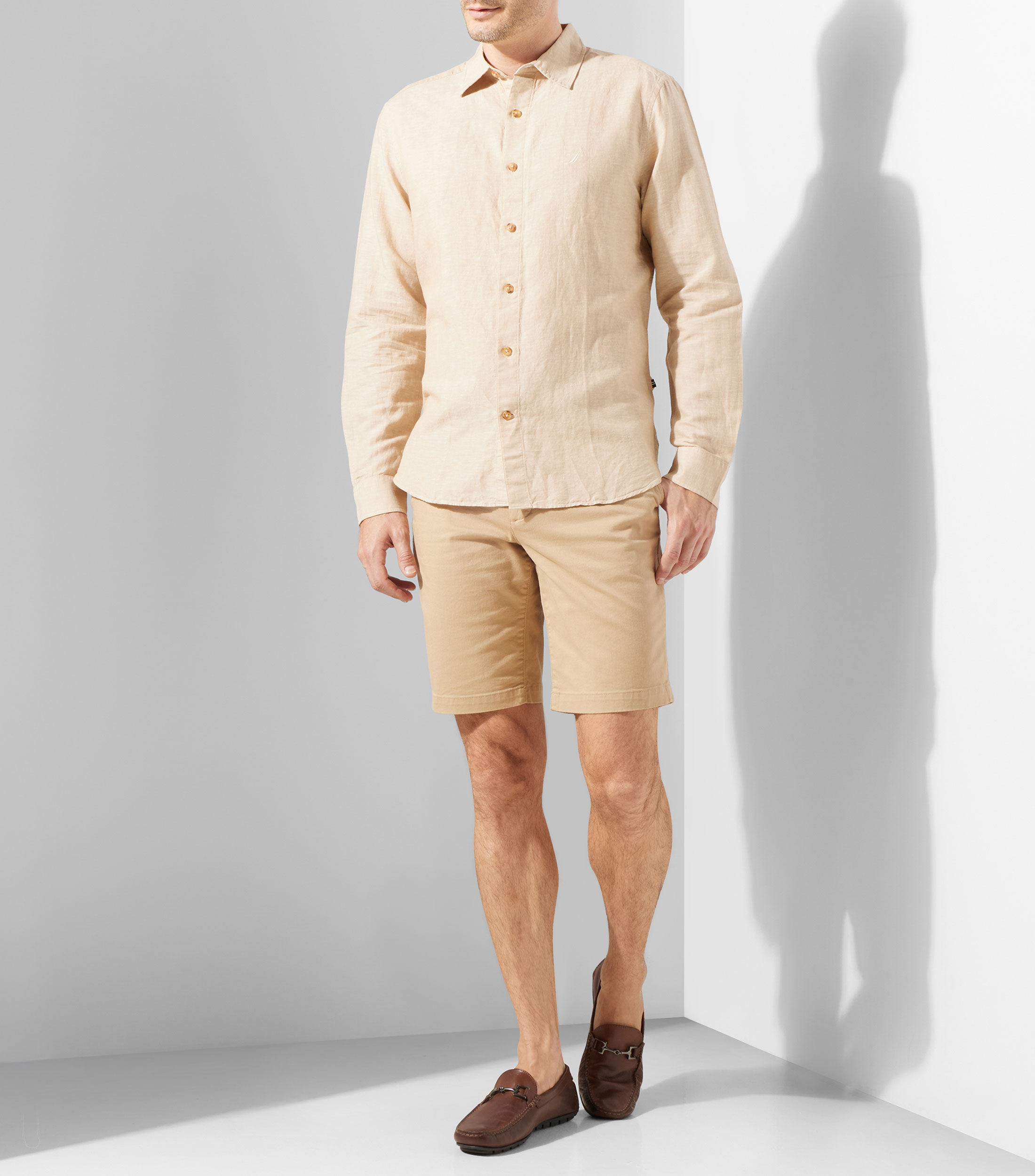 Camisa lisa manga larga Hombre