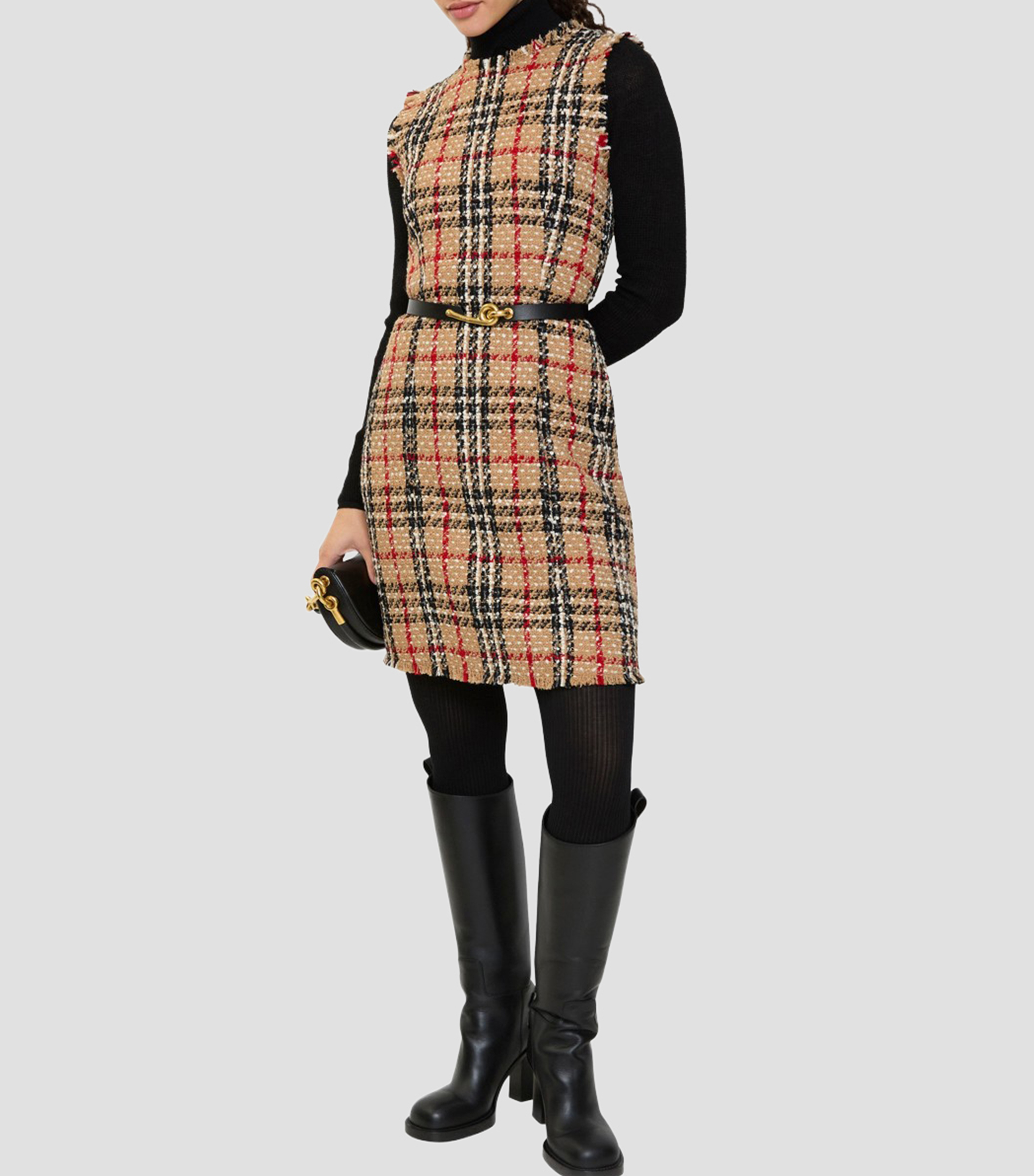 Vestido corto a cuadros Mujer