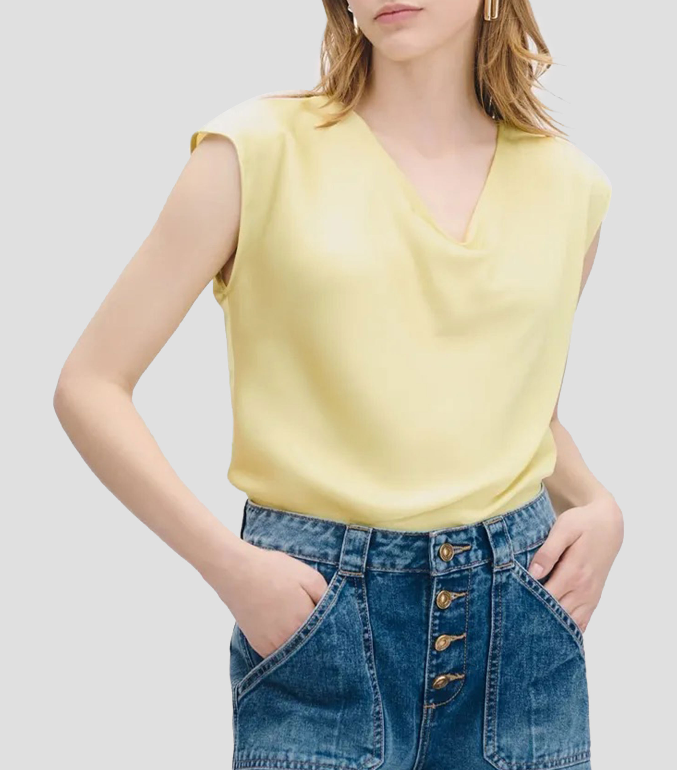 Blusa lisa manga corta Mujer