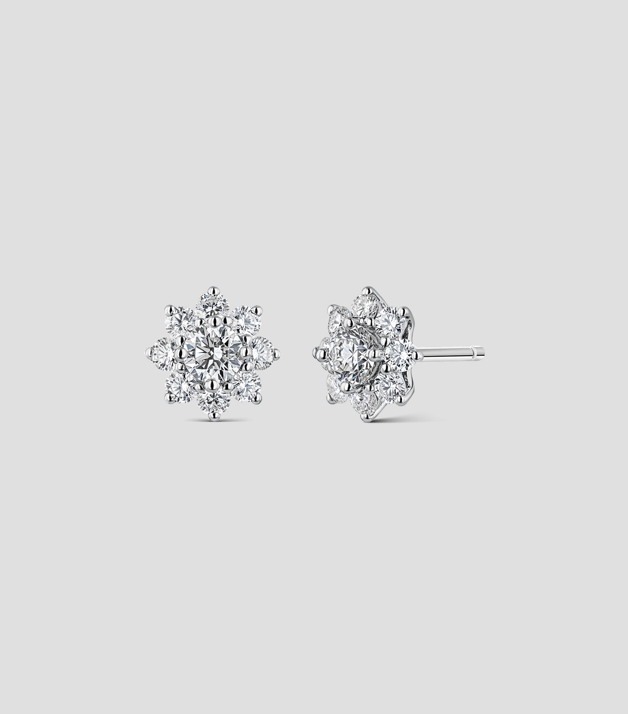 Pendientes en oro blanco 18 Kilates con incrustaciones de diamantes copo de nieve Mujer