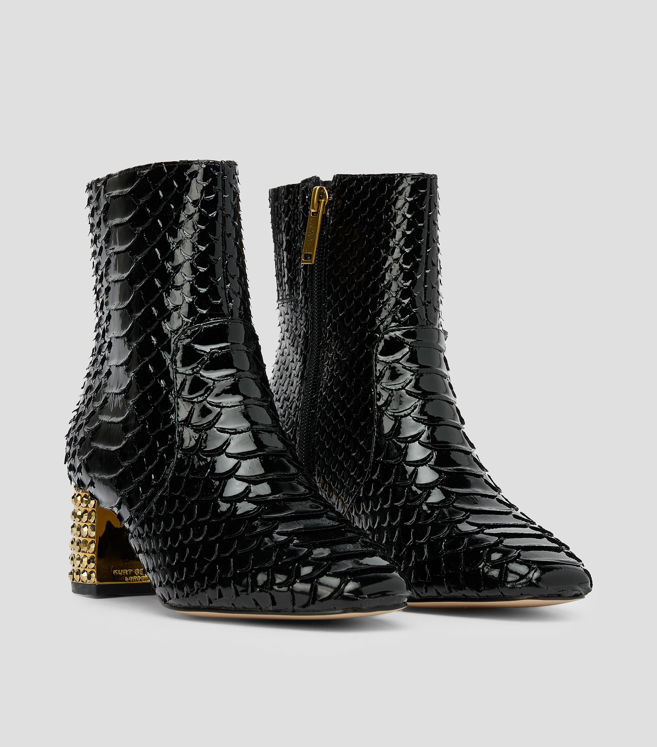Botas Chelsea cortas en piel con tacón medio ancho Mujer