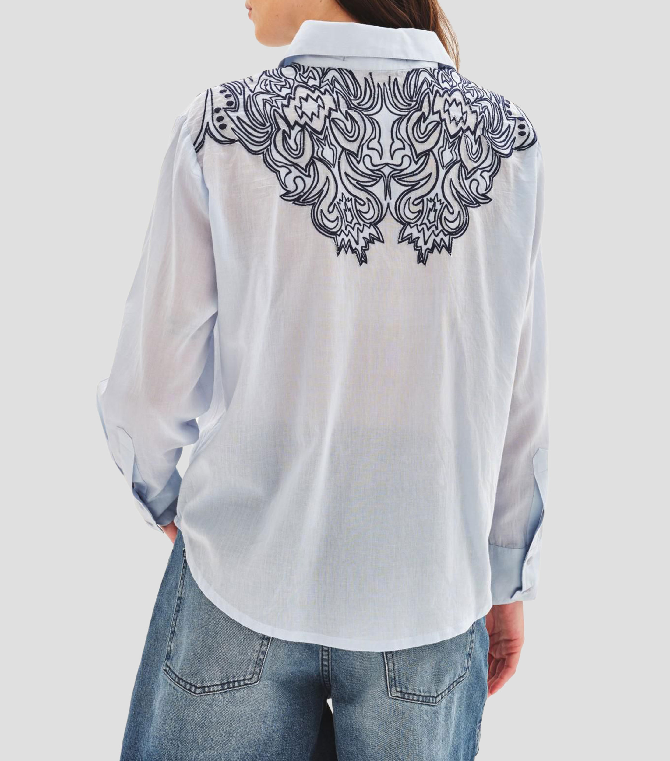 Camisa lisa manga larga Mujer