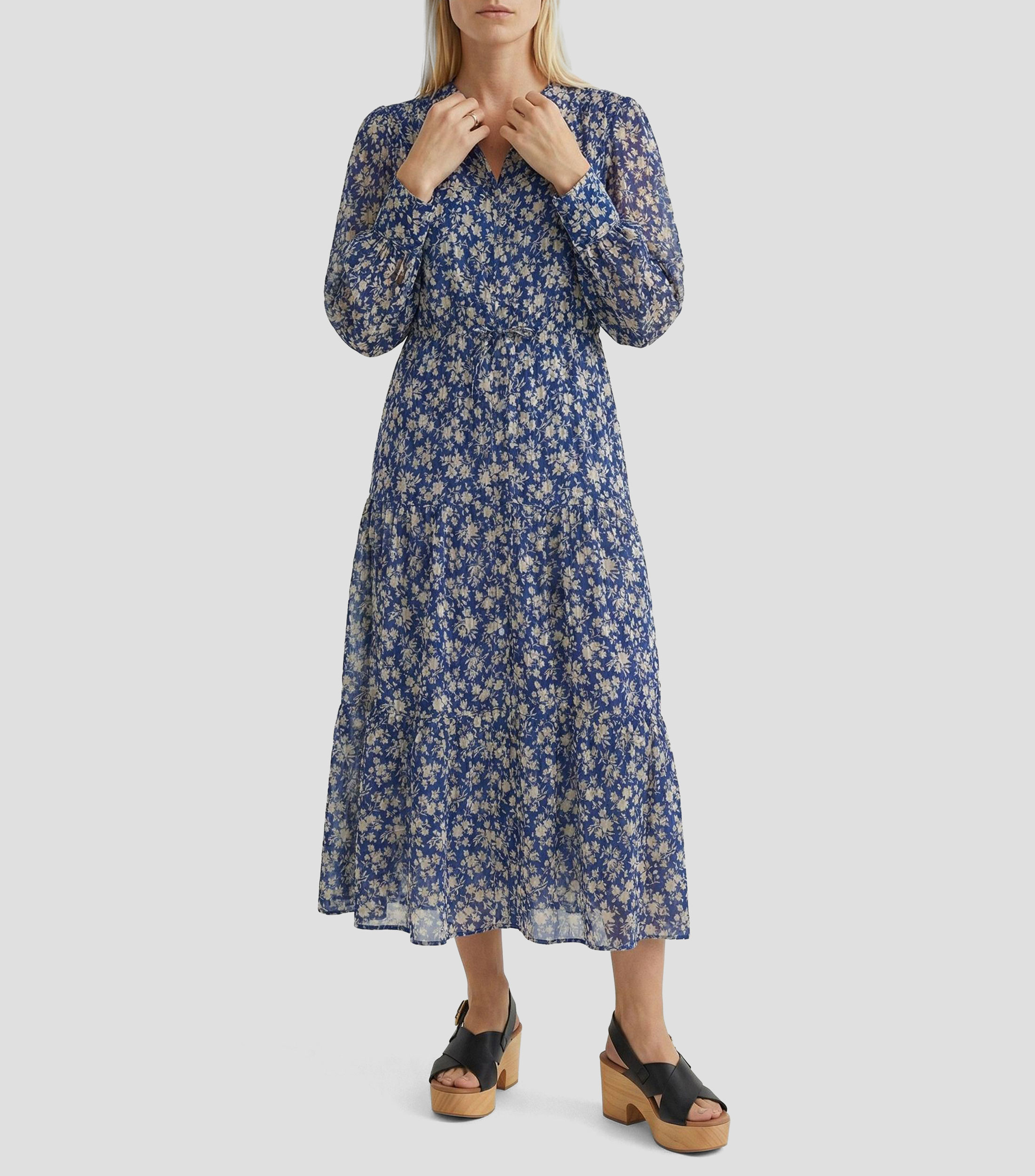 Vestido largo manga larga estampado Mujer