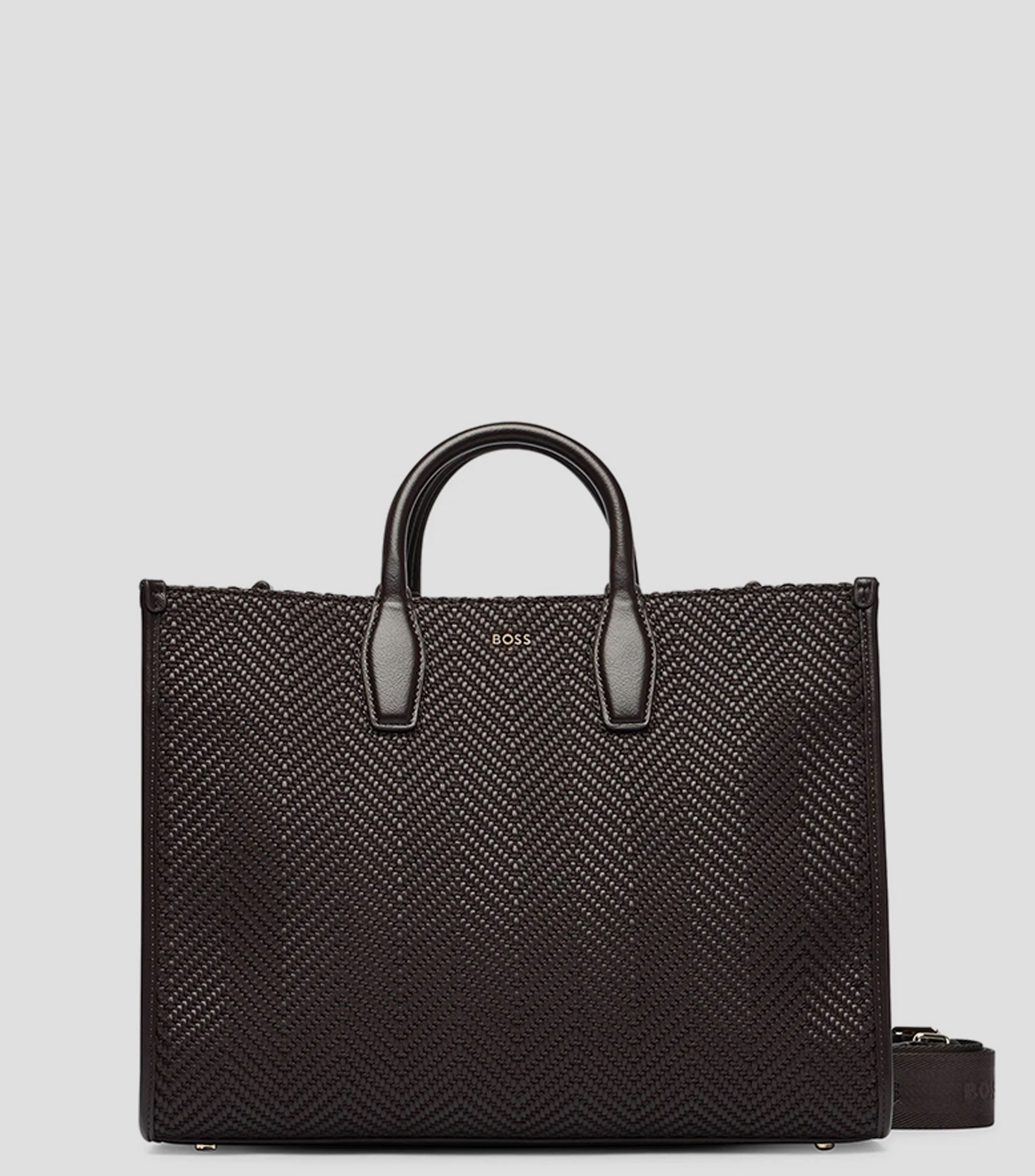 Bolsa tote lisa con detalle texturizado Mujer