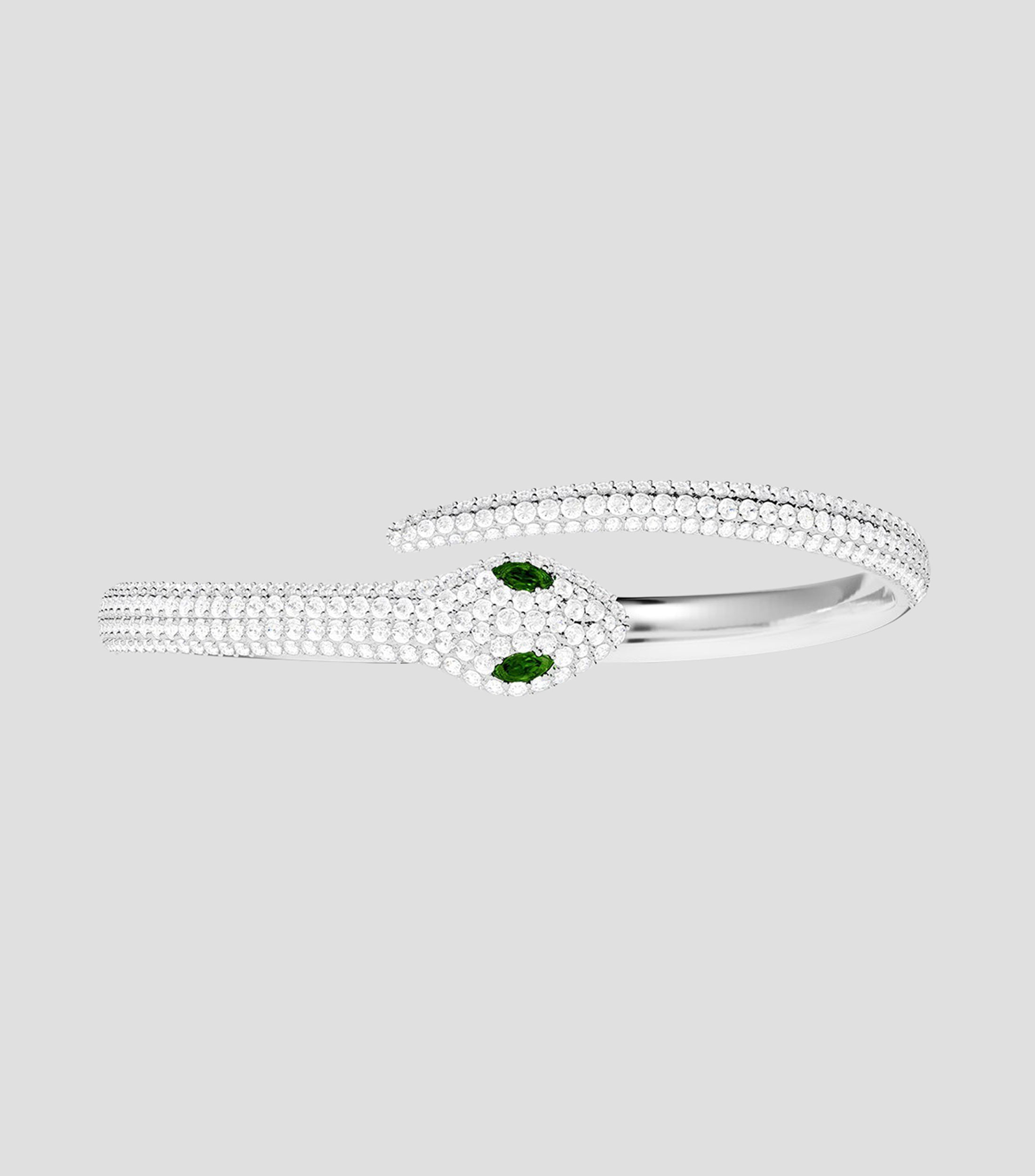 Brazalete con circonia cúbica y SIAMITE verde Serpiente Mujer