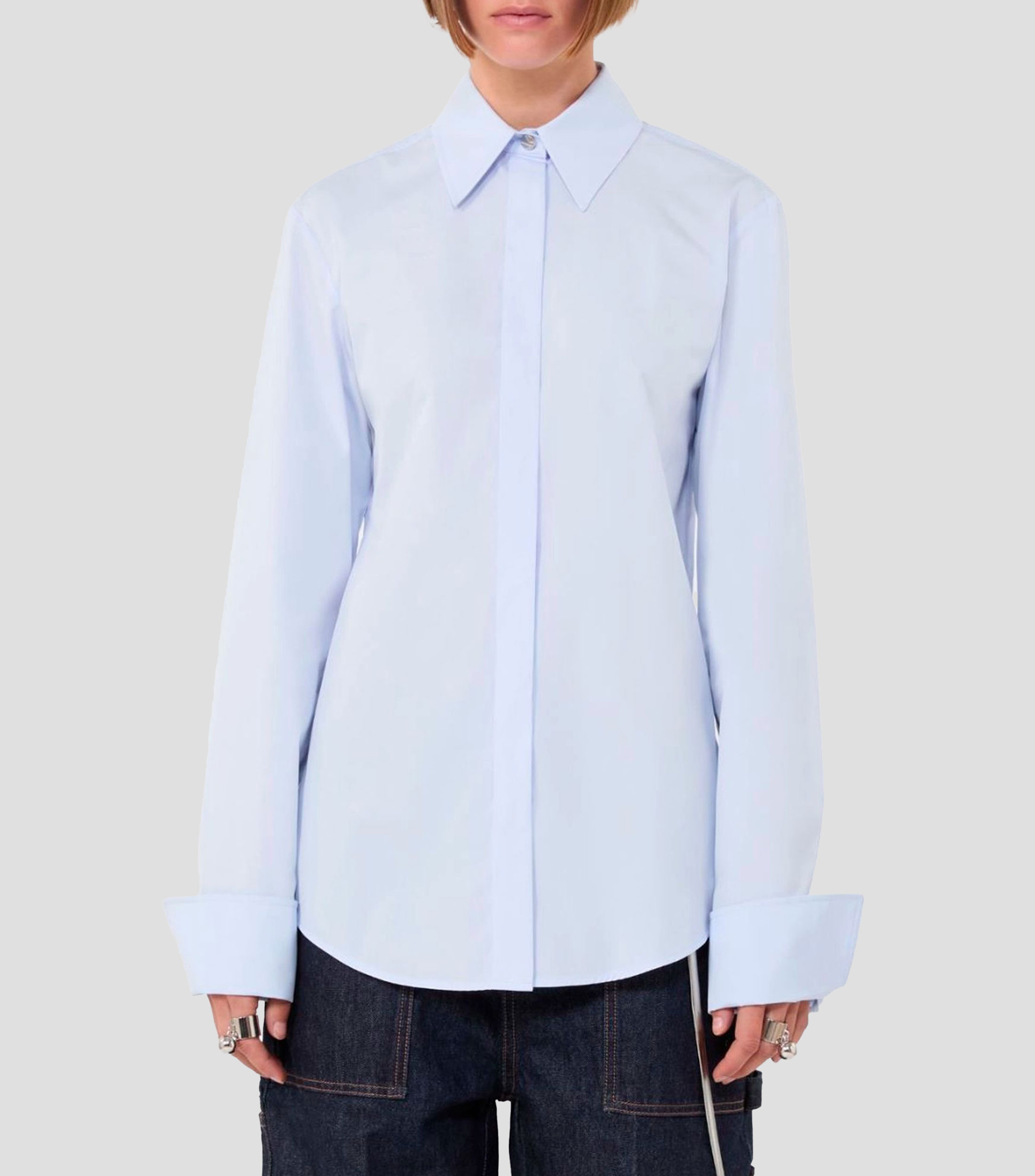 Camisa lisa de manga larga Mujer
