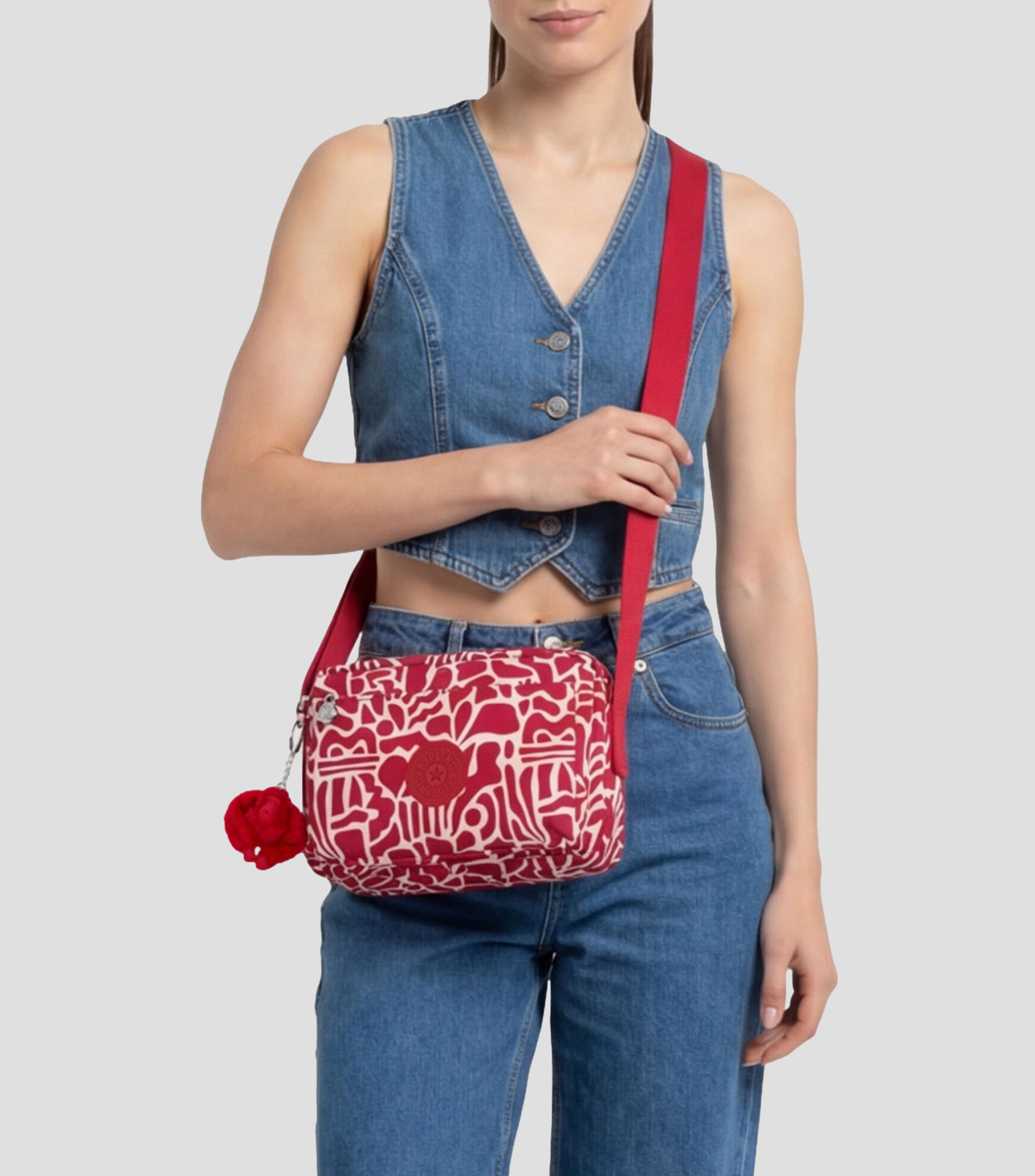 Bolsa crossbody rojo Abanu estampada Mujer