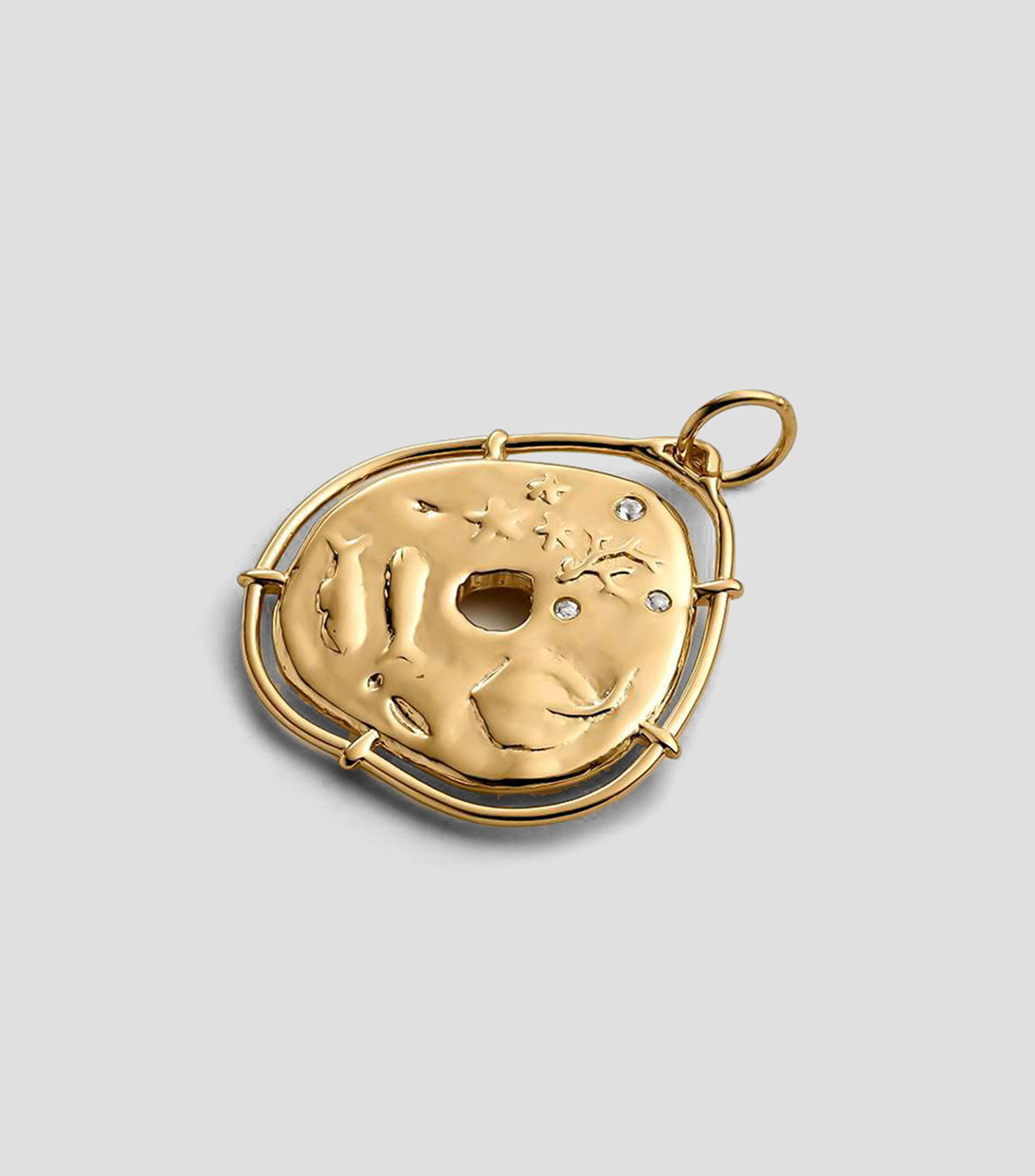 Charm de medalla en plata .925 con topacios blancos Marianas Mujer